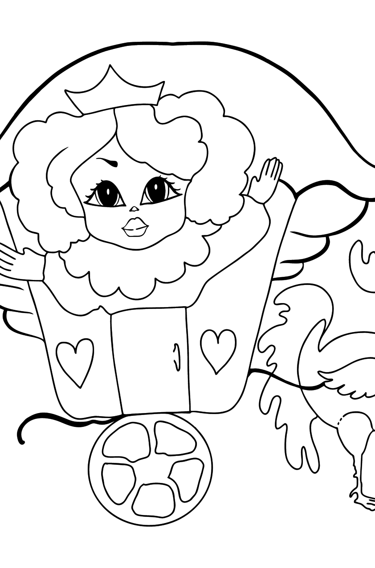 Coloring Page - A Princess in a Carriage - Coloring Pages for Kids