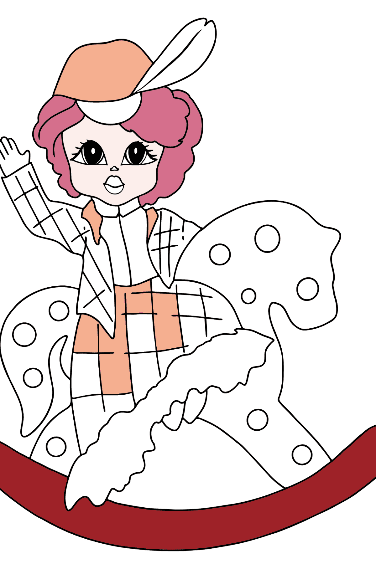 Dibujo para Colorear - Una Princesa en un Caaballo - Para Niñas - Dibujos para Colorear para Niños