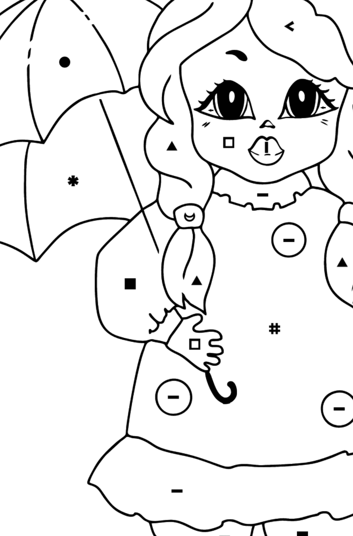 Funny princess coloring page - Coloring by Symbols for Kids
