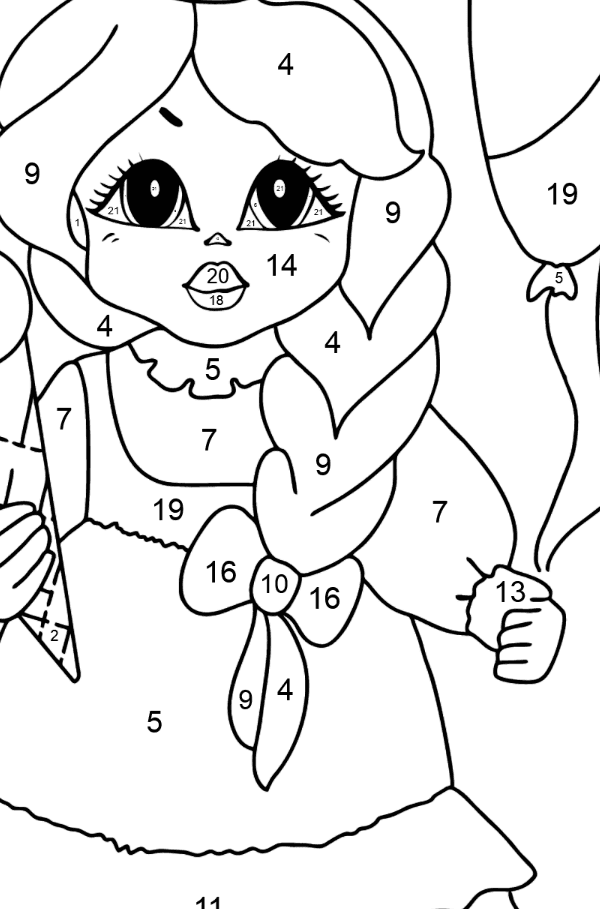 Księżniczka kolorowanka dla małych dzieci - Koloruj według numerów dla dzieci
