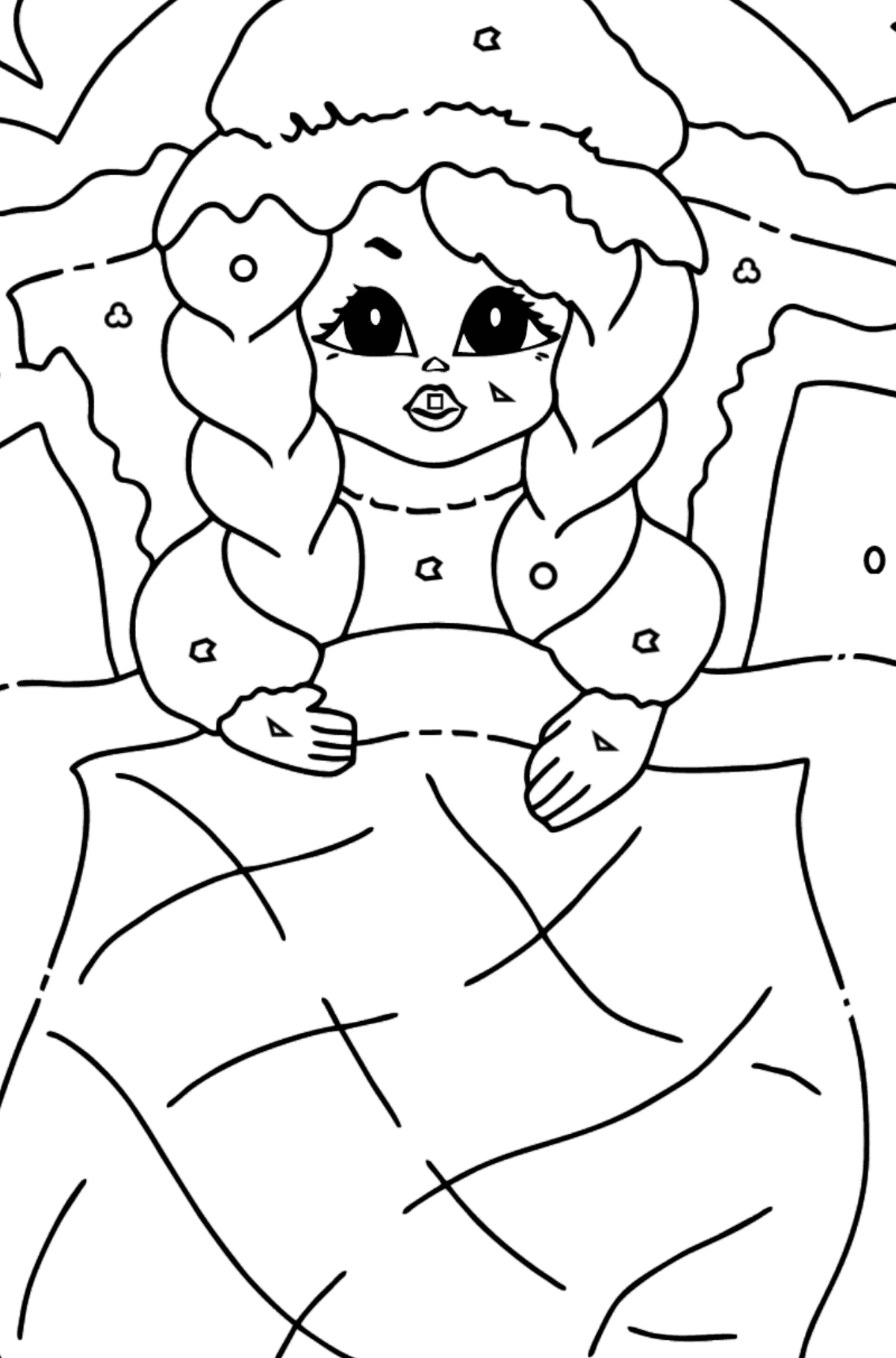 Coloring Picture - A Princess in Bed - Coloring by Geometric Shapes for Kids