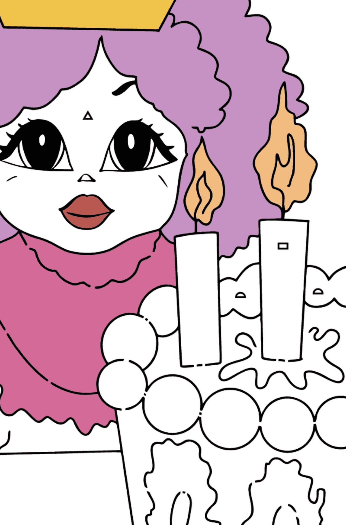 Princesa golosa para colorear (fácil) - Colorear por Formas Geométricas para Niños