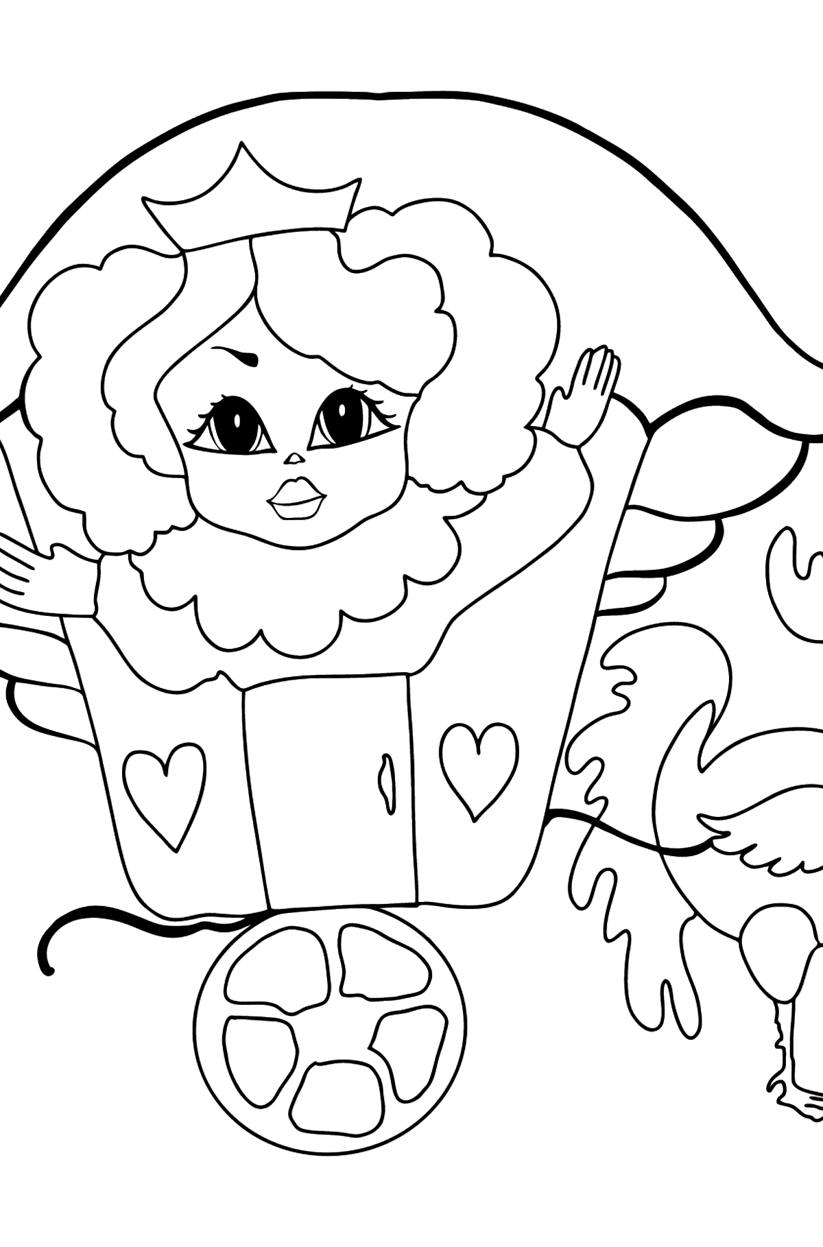 Coloring Picture - A Princess in a Beautiful Carriage - Coloring Pages for Kids