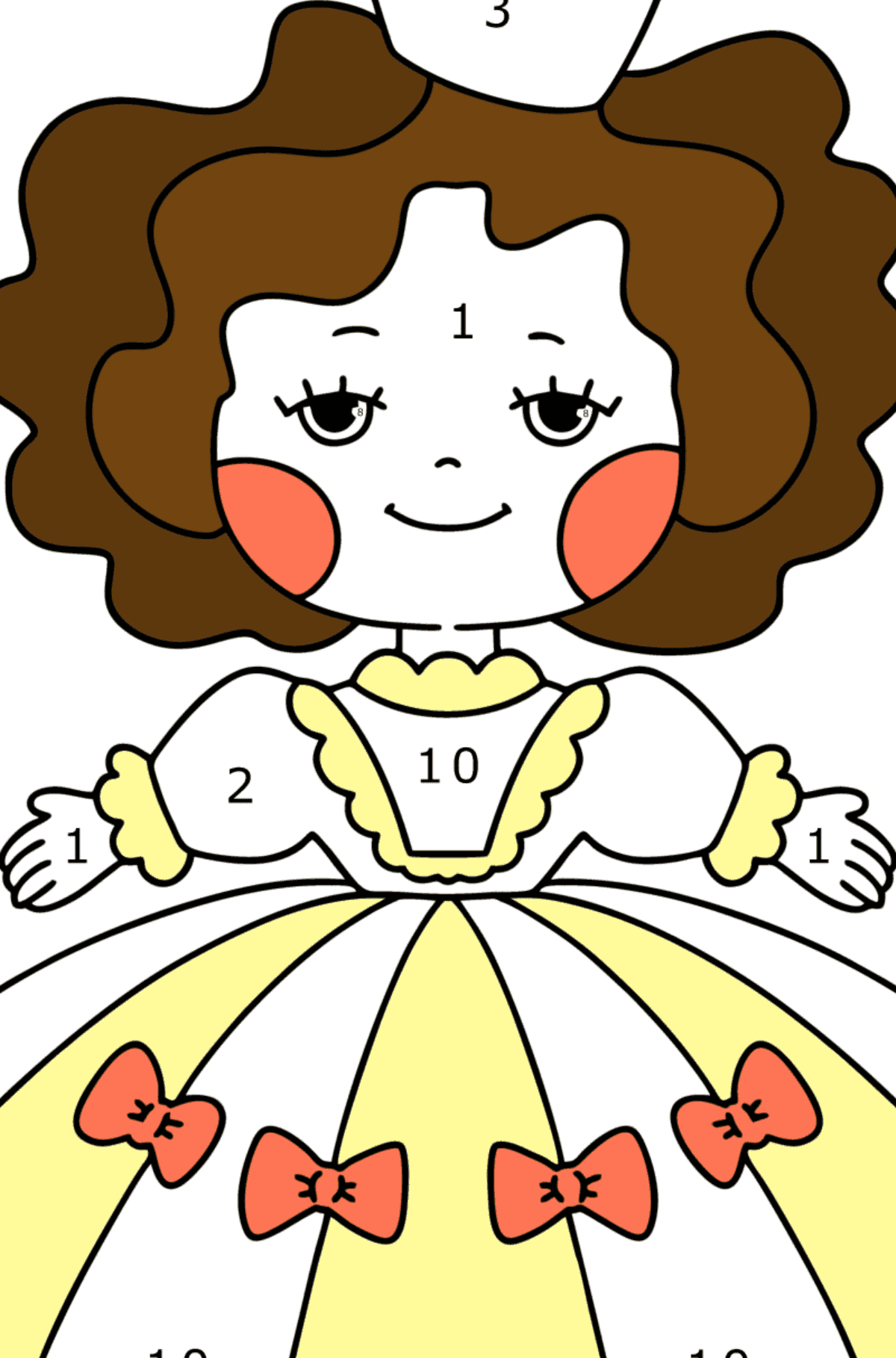 Dibujo Pequeña princesa para colorear - Colorear por Números para Niños