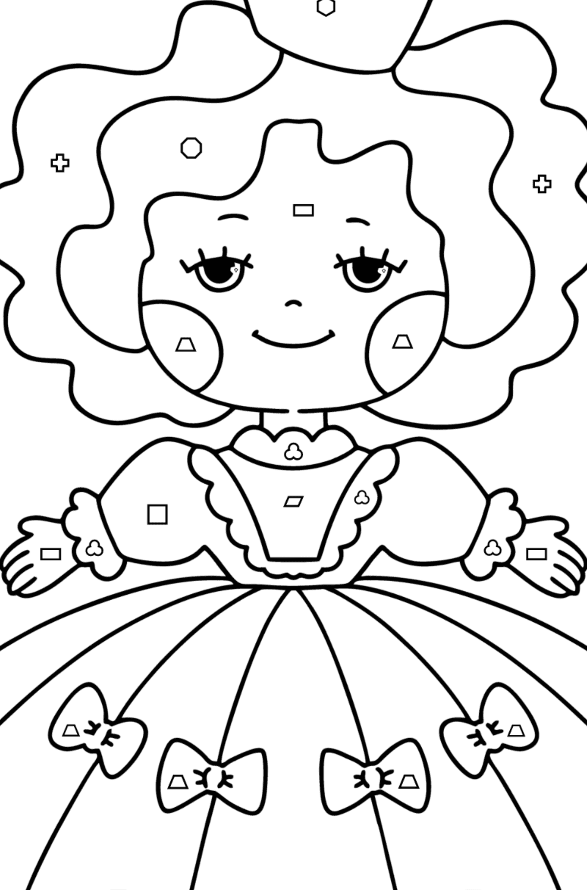 Disegno da colorare Piccola principessa - Colorare per forme geometriche per bambini