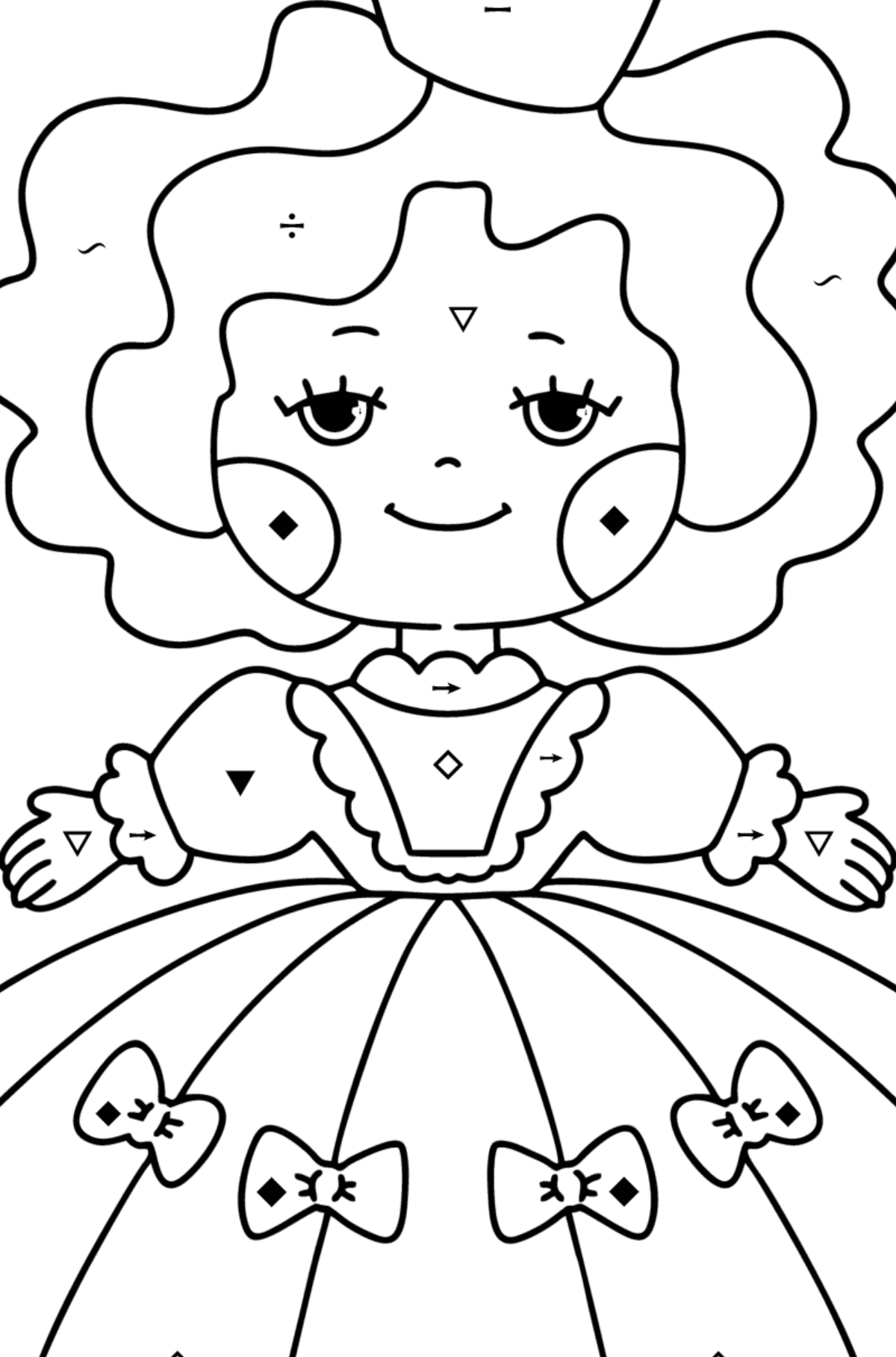 Disegno da colorare Piccola principessa - Colorare per simboli per bambini