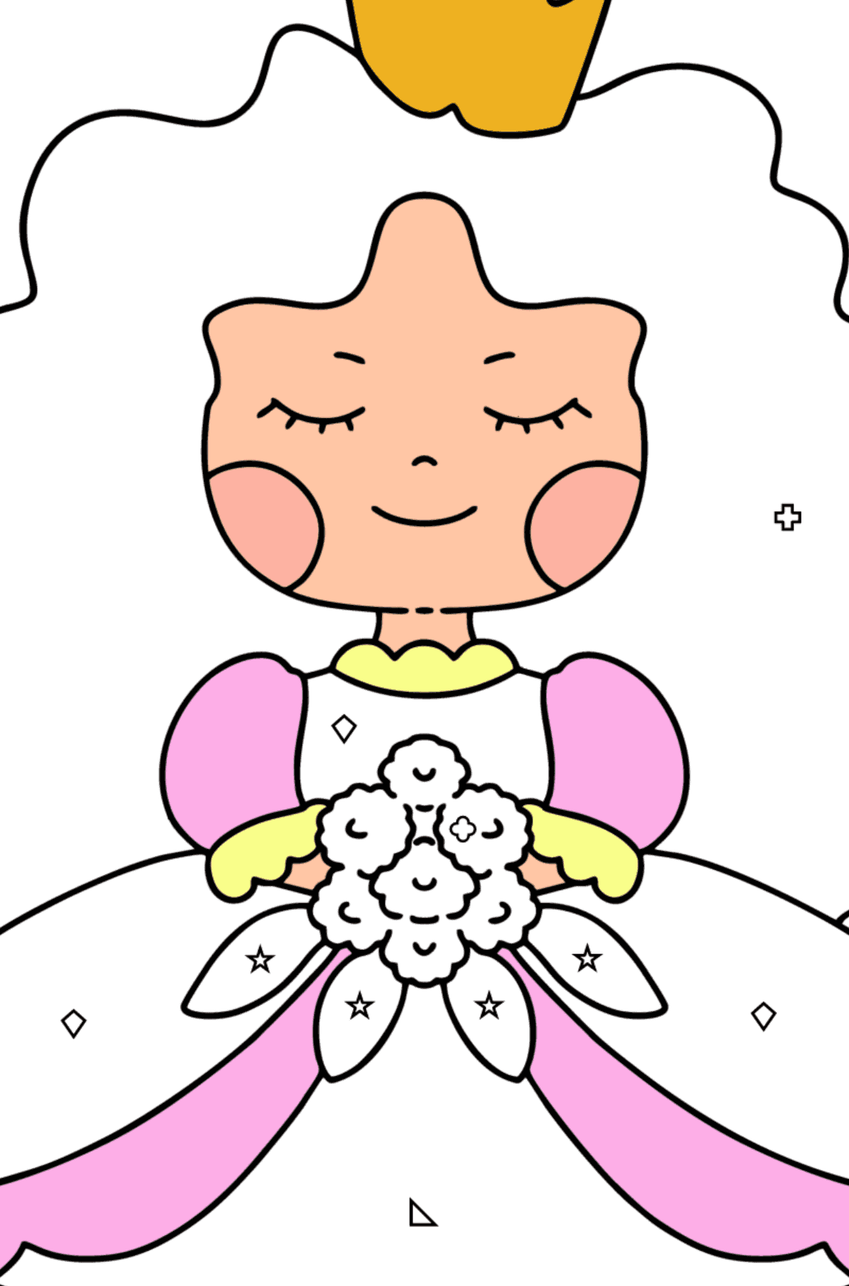 Prinzessin Baby ausmalbild - Ausmalen nach Geometrischen Formen für Kinder