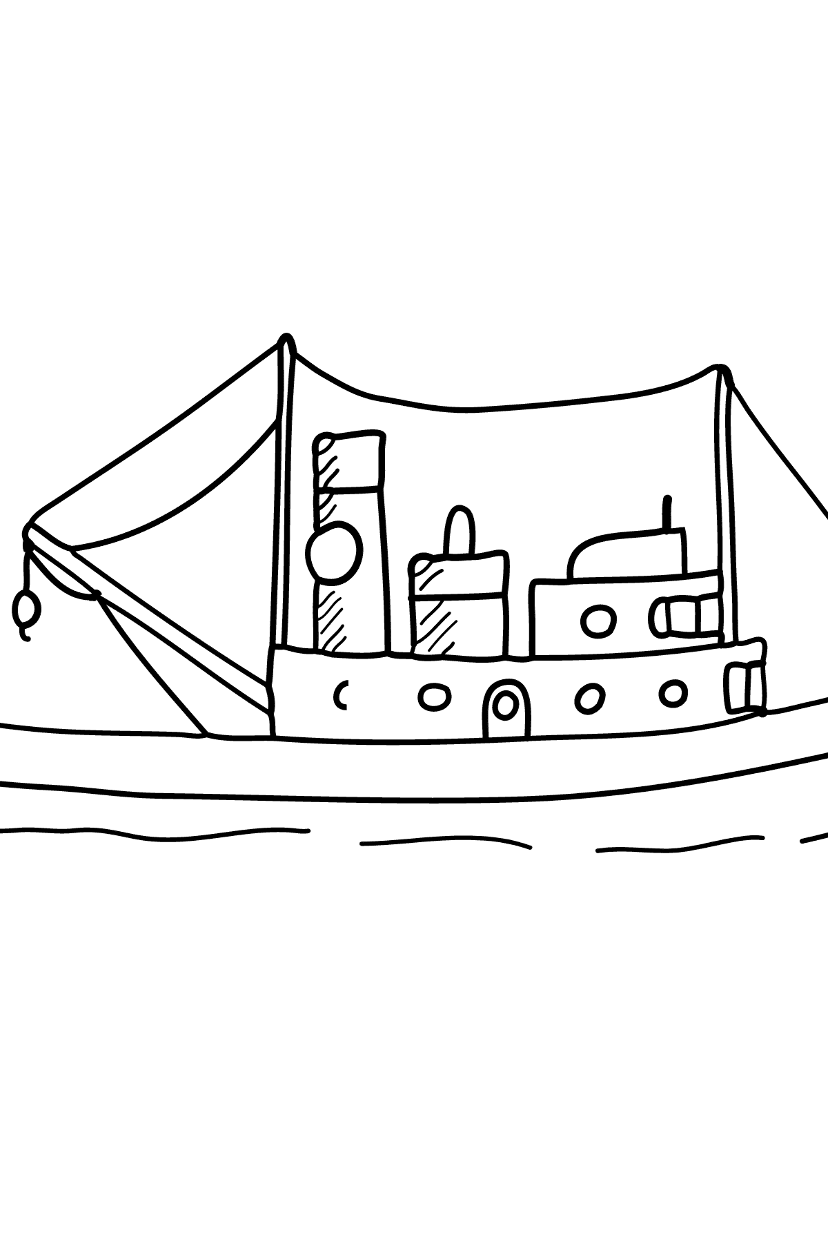 Розмальовка Корабель для друку - Розмальовки для дітей