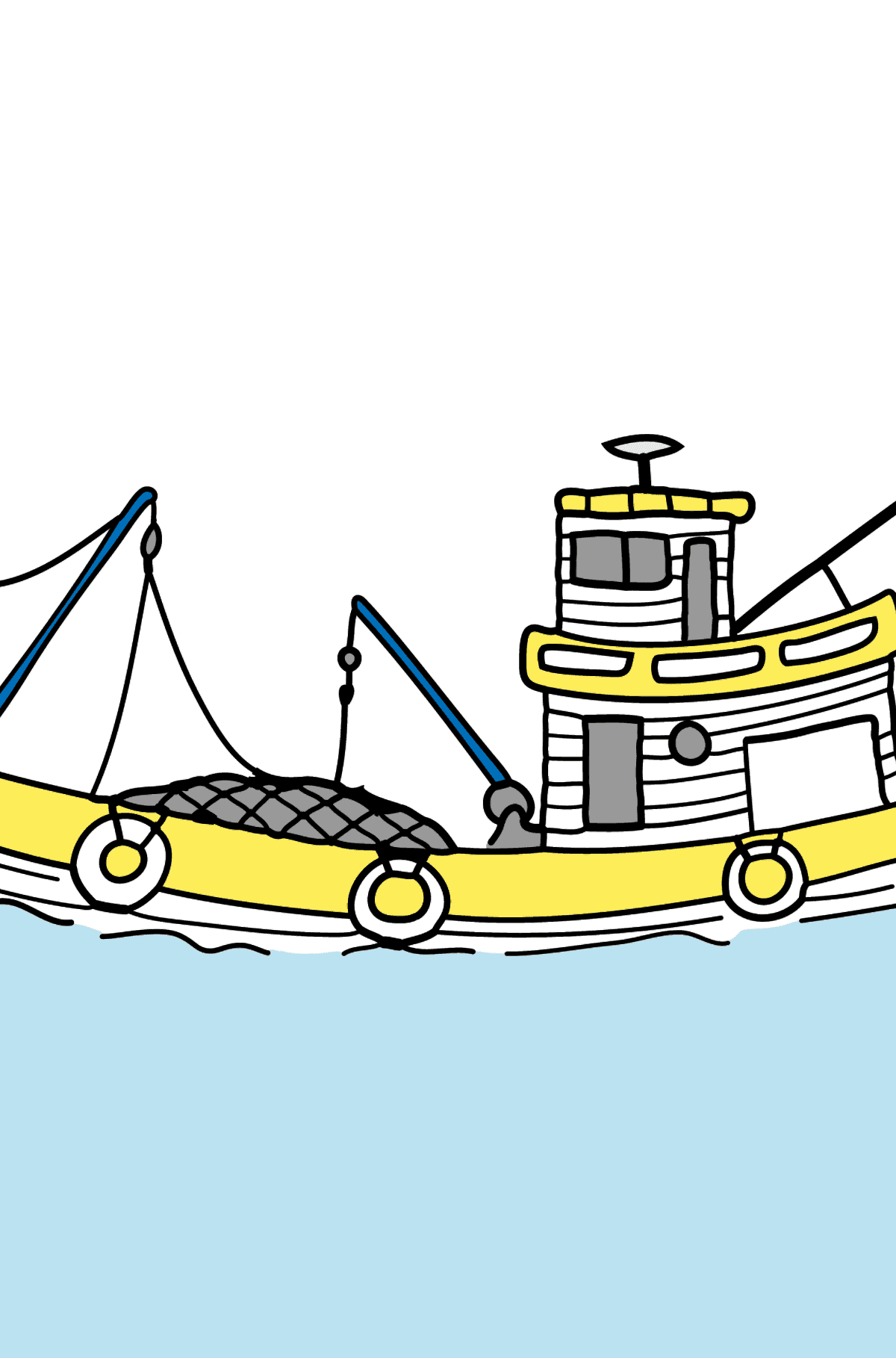 Раскраска рыбацкий корабль - Картинки для Детей