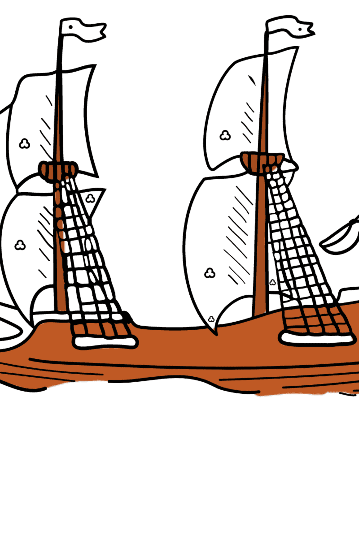 Malvorlagen Segelschiff - Ausmalen nach Symbolen für Kinder