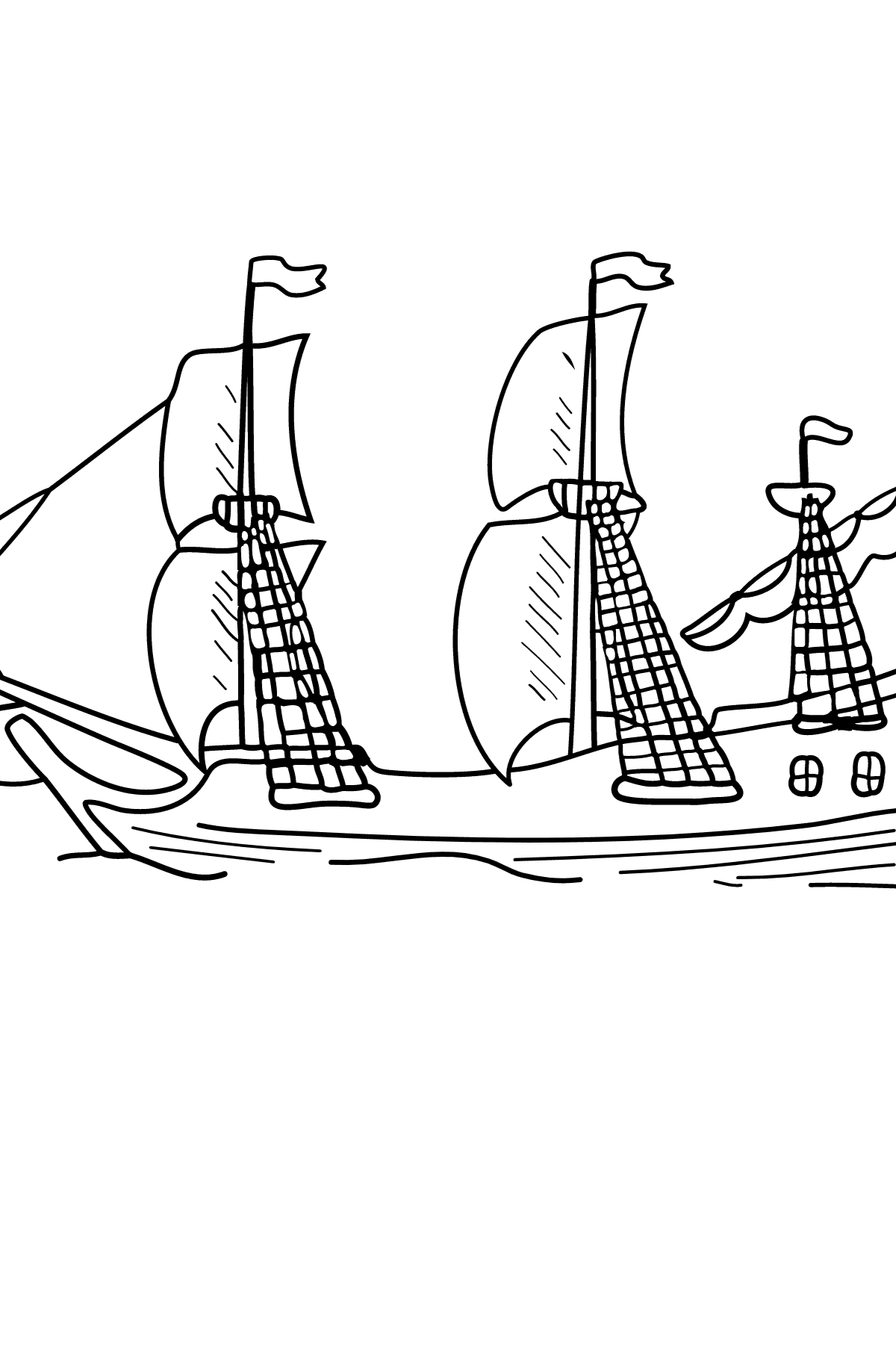 Раскраска Парусный Корабль - Картинки для Детей