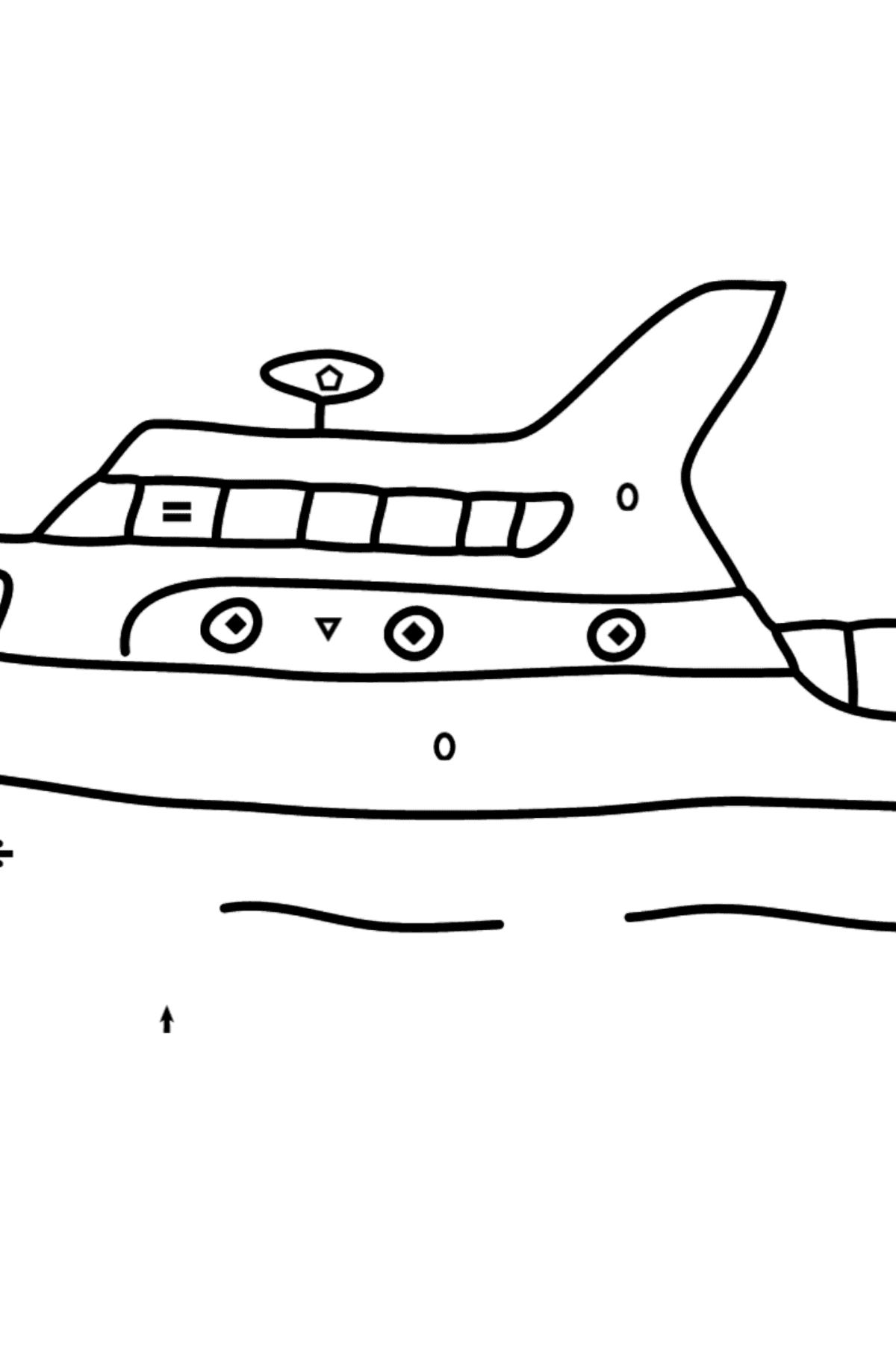 Раскраска прогулочная яхта - Полезная картинка для Детей