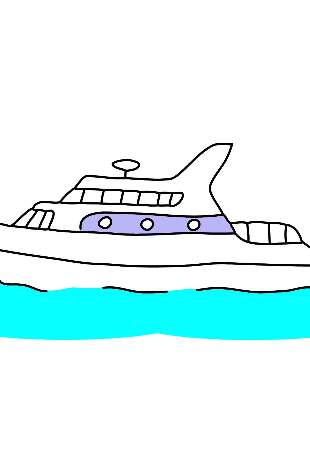 Раскраска прогулочная яхта - Картинки для Детей