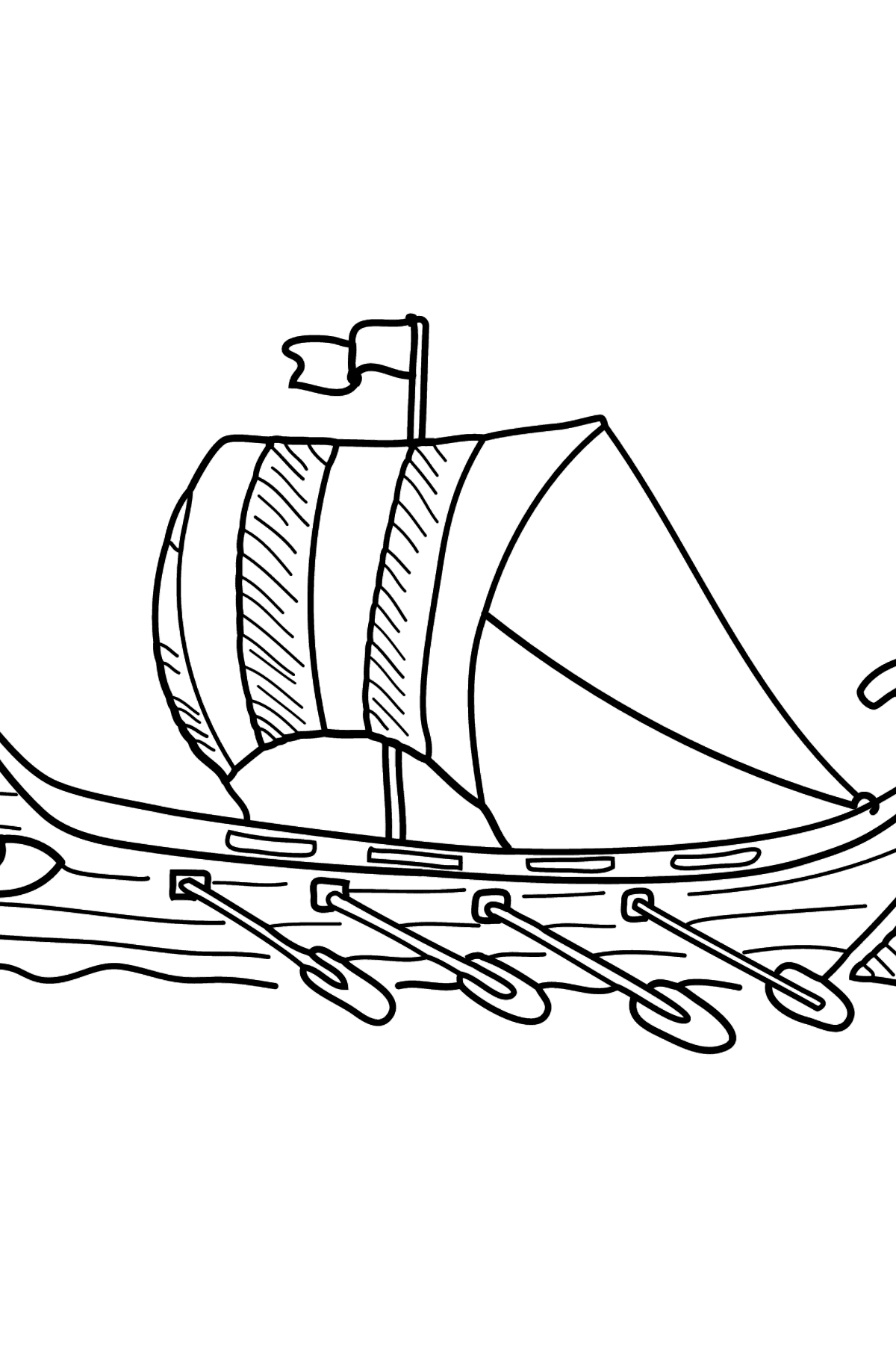Desenho de barco a remo no rio para colorir - Imagens para Colorir para Crianças
