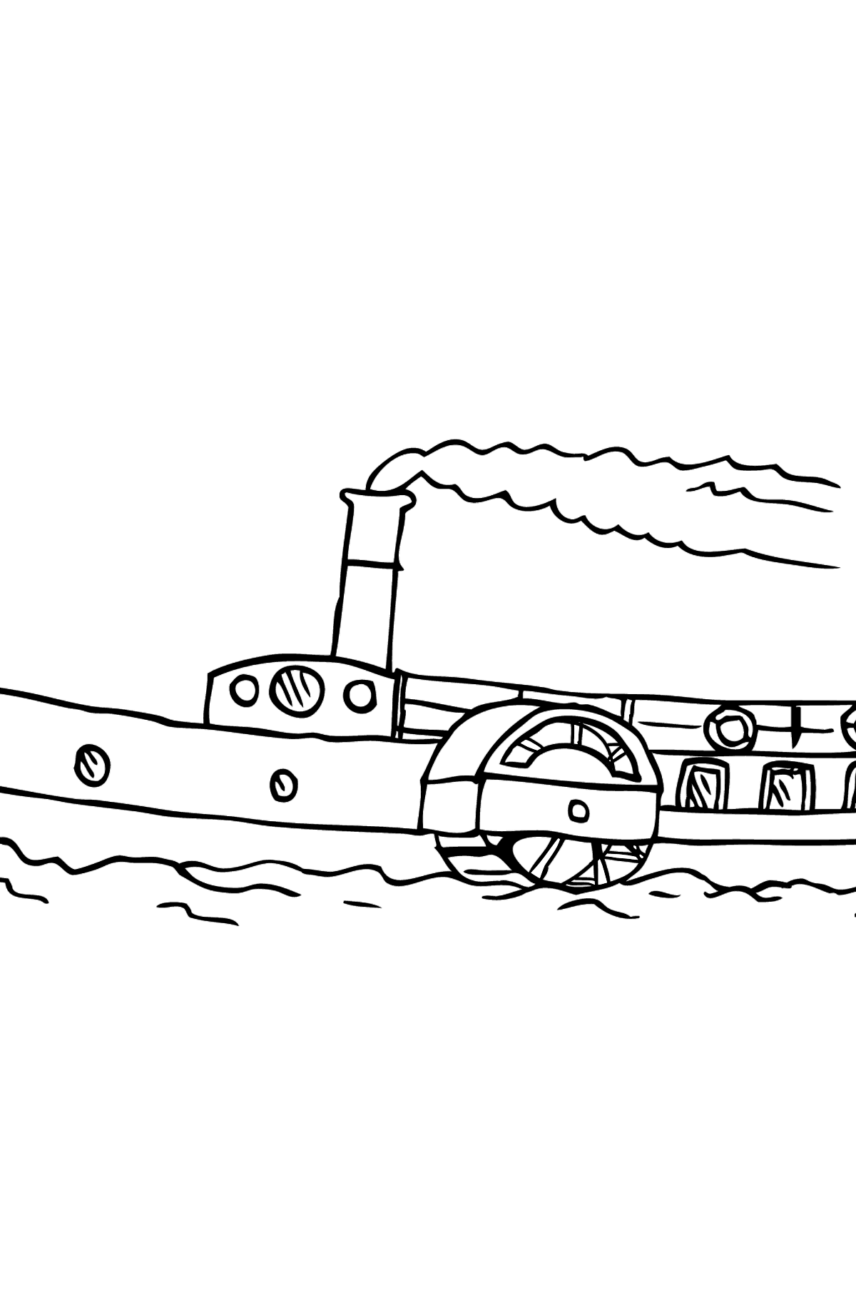 Раскраска Корабль с гребным колесом - Картинки для Детей