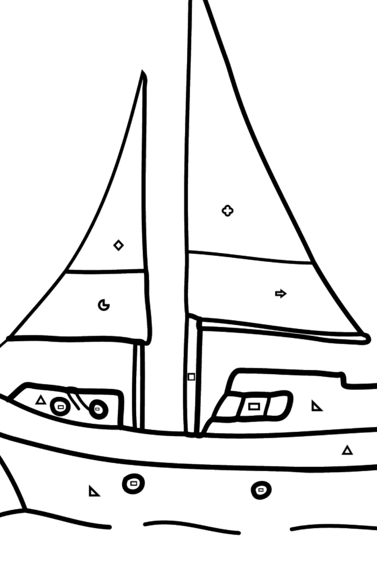 Раскраска Простой Кораблик - Картинка высокого качества для Детей