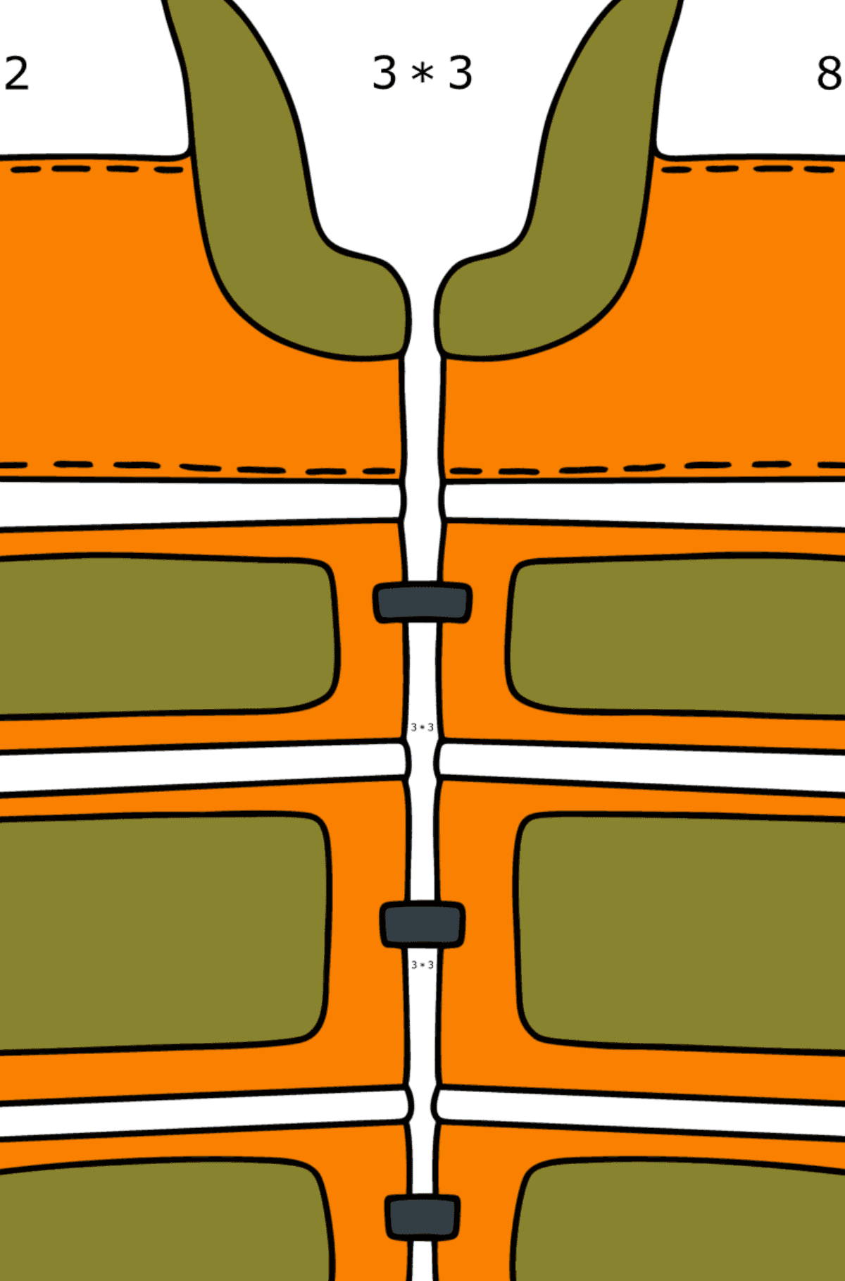 Ausmalbild Rettungsweste - Mathe Ausmalbilder - Multiplikation für Kinder