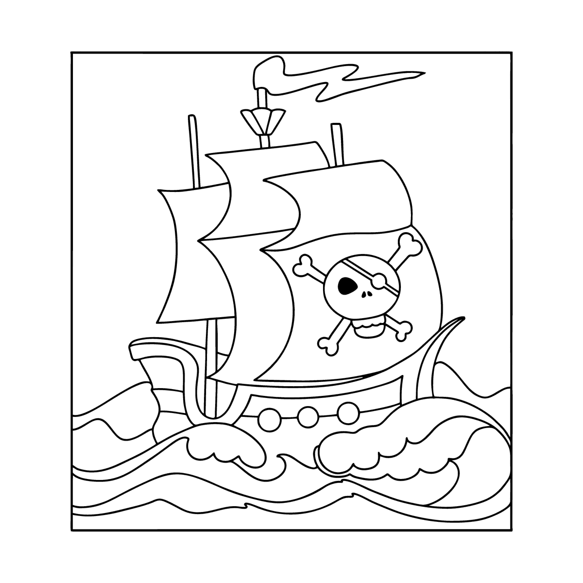 Пиратский корабль рисунок раскраска