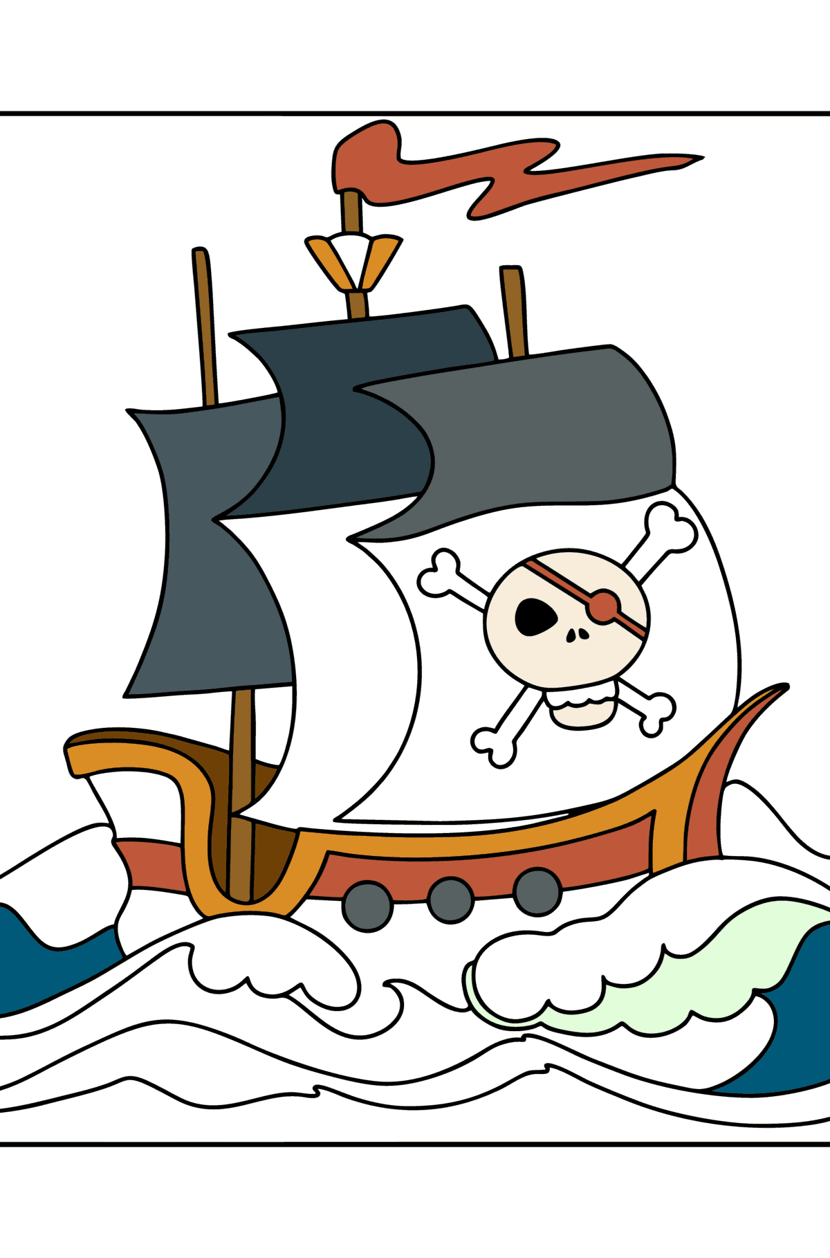 Tegning til fargelegging Pirat skip - Tegninger til fargelegging for barn