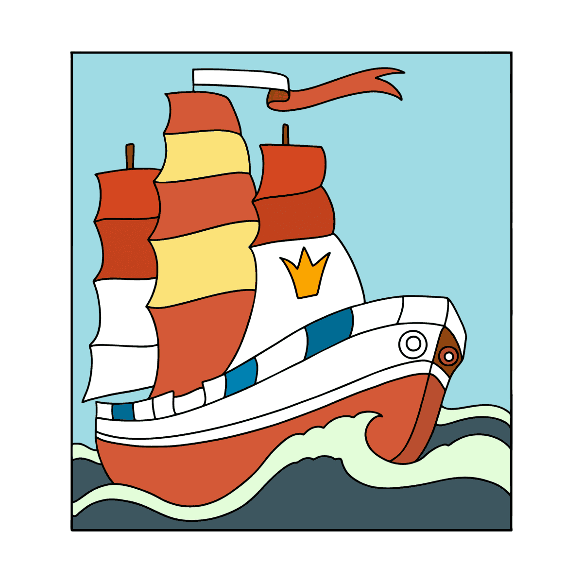 Раскраски парусами, Раскраска корабль с парусами корабли.