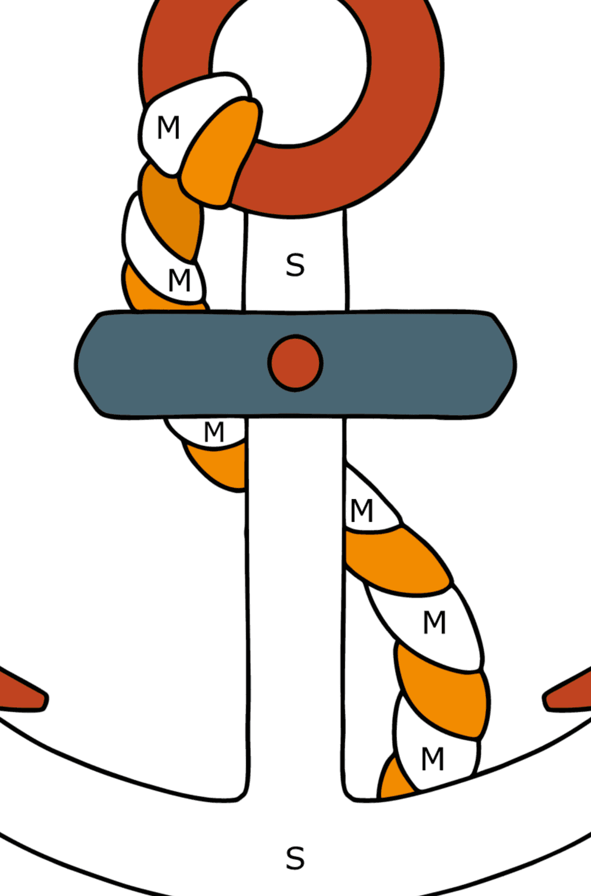 Coloriage Ancre marine - Coloriage par Lettres pour les Enfants