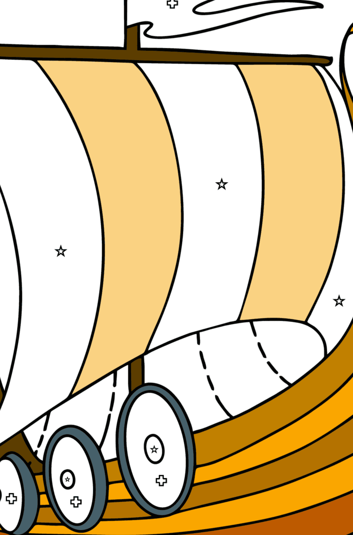 Dibujo Barco vikingo para colorear - Colorear por Formas Geométricas para Niños