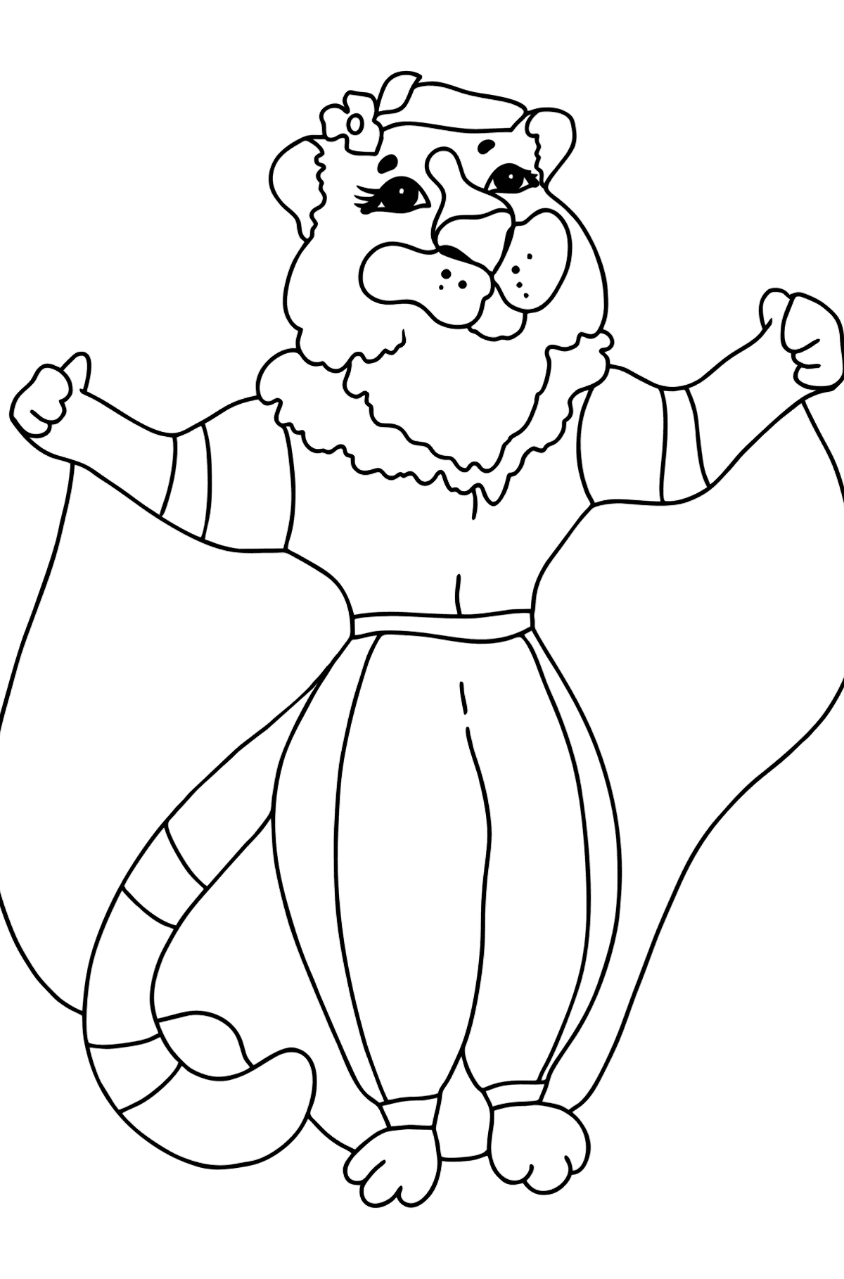 Coloring Page - A Skillful Tigress with a Jump Rope - Coloring Pages for Kids