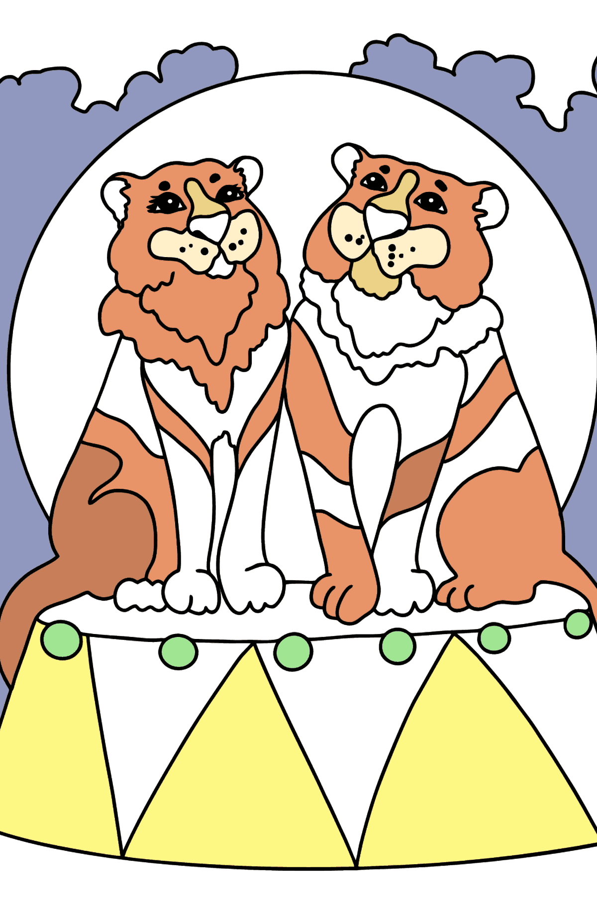 Coloring Page - A Tiger is Performing in a Circus - Coloring Pages for Kids