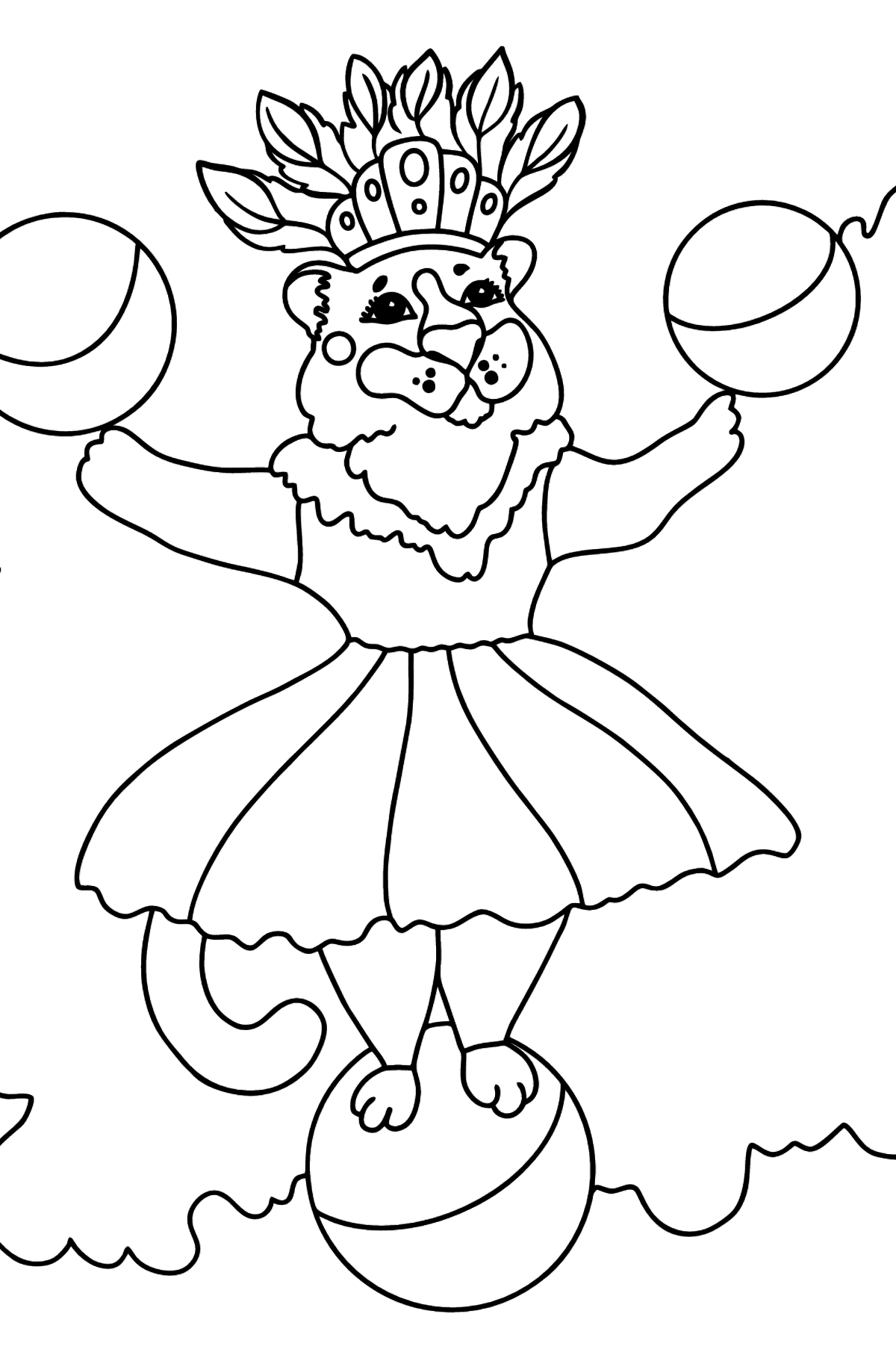 Tegning til fargelegging god tiger i sirkuset (vanskelig) - Tegninger til fargelegging for barn