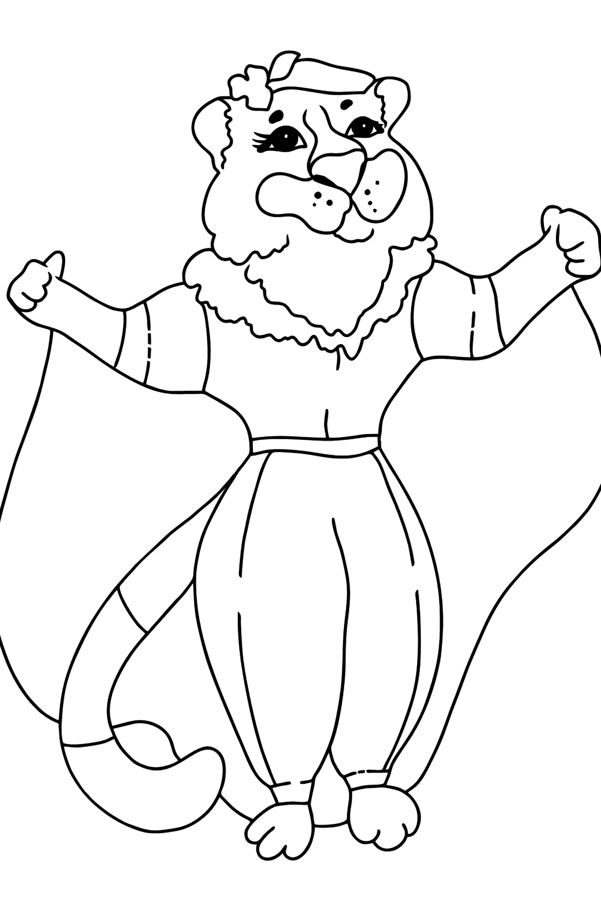 Coloring Page - A Tigress is Jumping - Coloring Pages for Kids