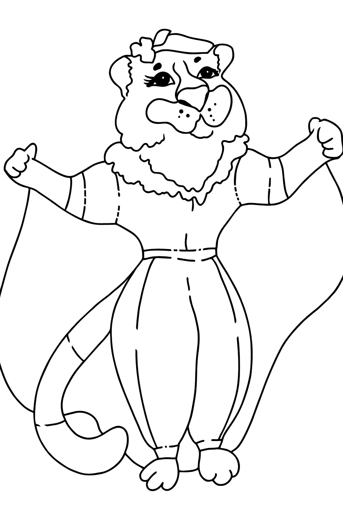 Coloring Page - A Tigress with a Jump Rope - Coloring Pages for Kids