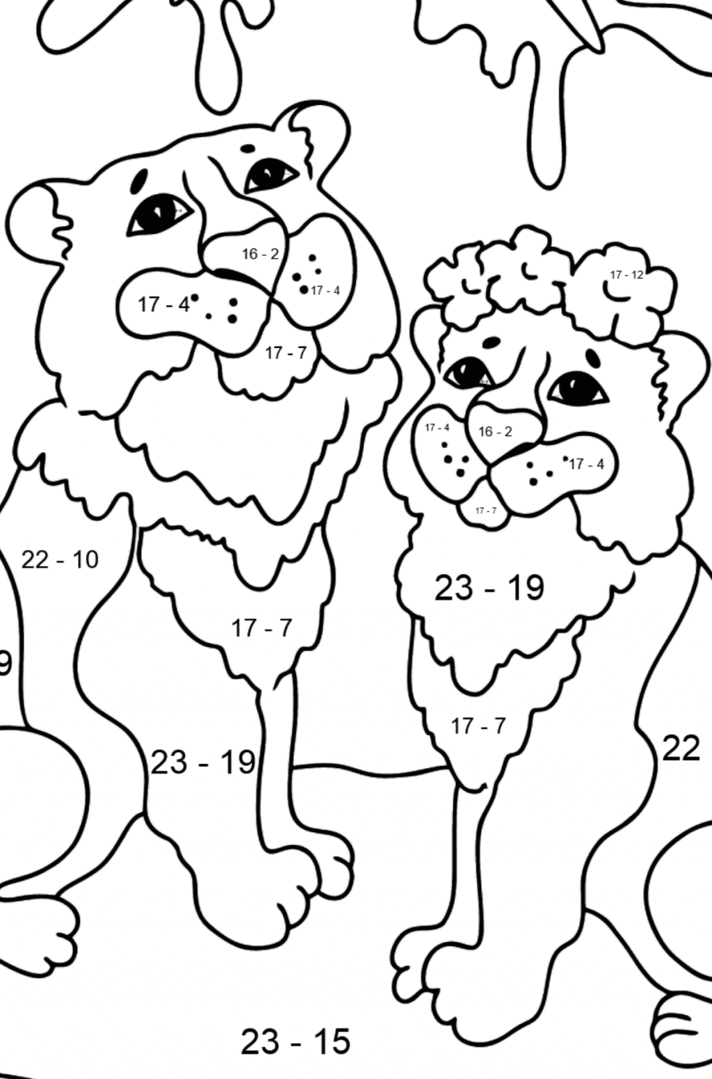 Online Coloring Page - Tigers with Butterflies