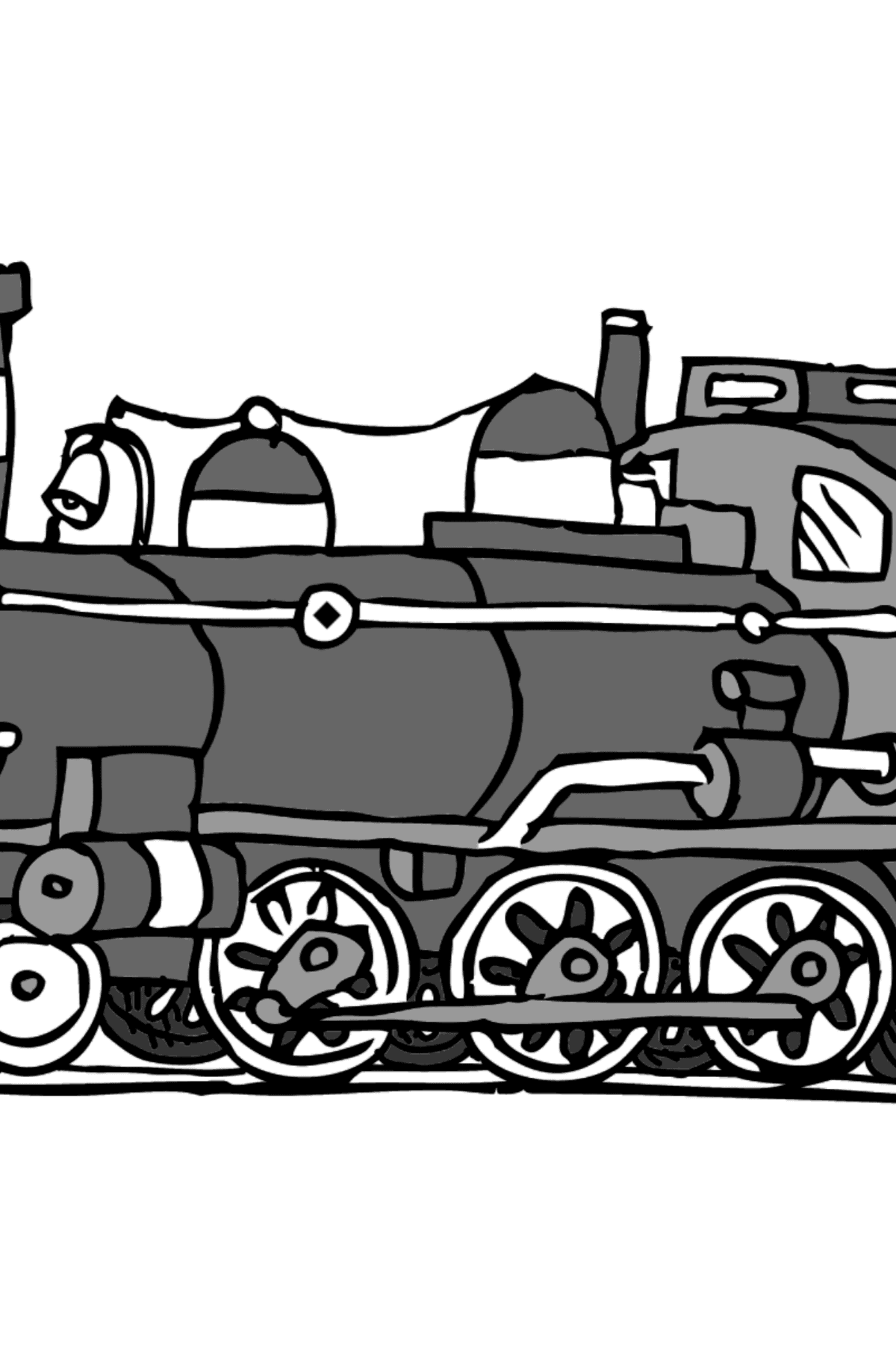 Coloring Page - A Locomotive - Coloring by Symbols and Geometric Shapes for Kids