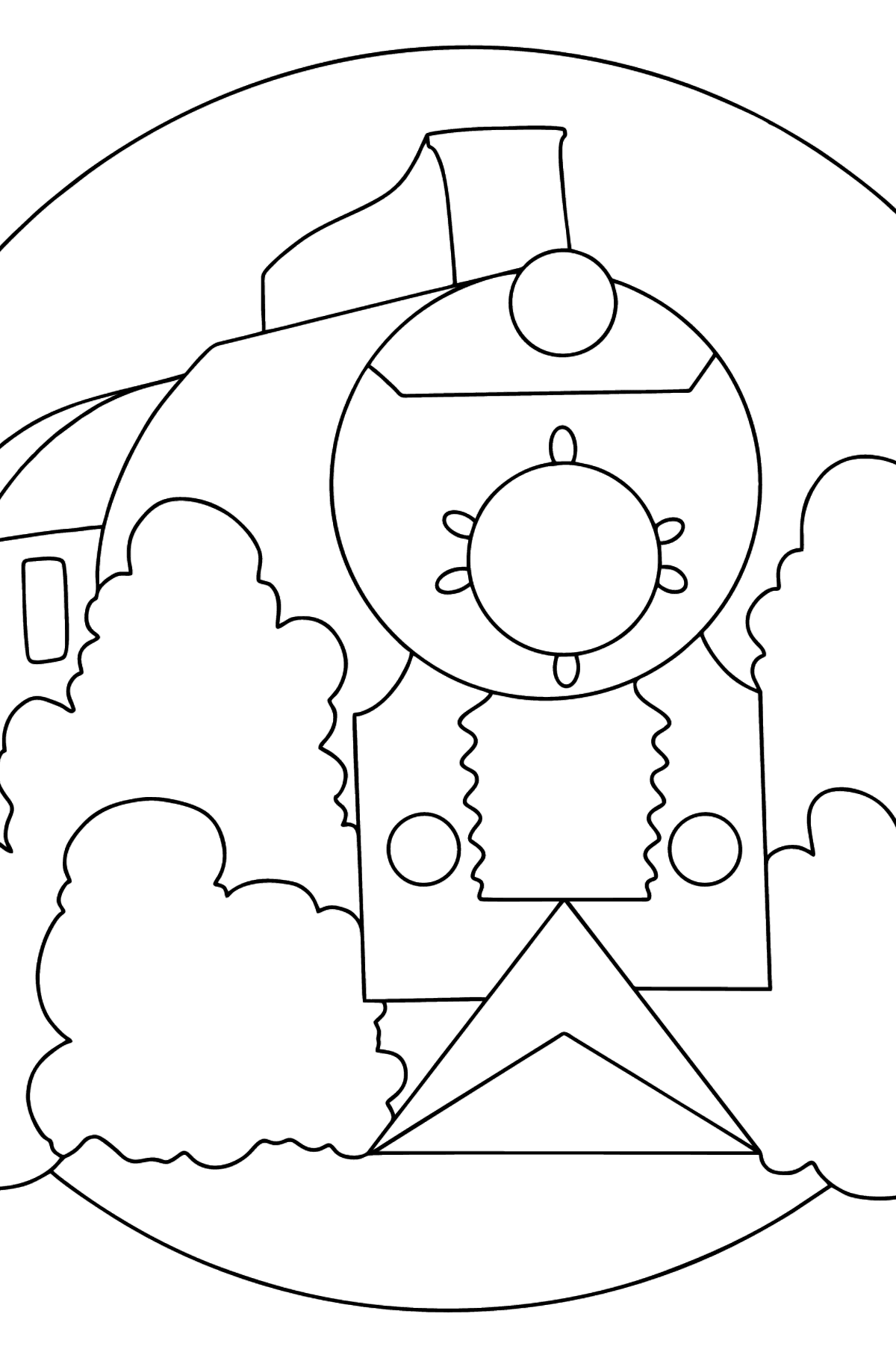 Tegning til farvning lokomotiv med vogne - Tegninger til farvelægning for børn