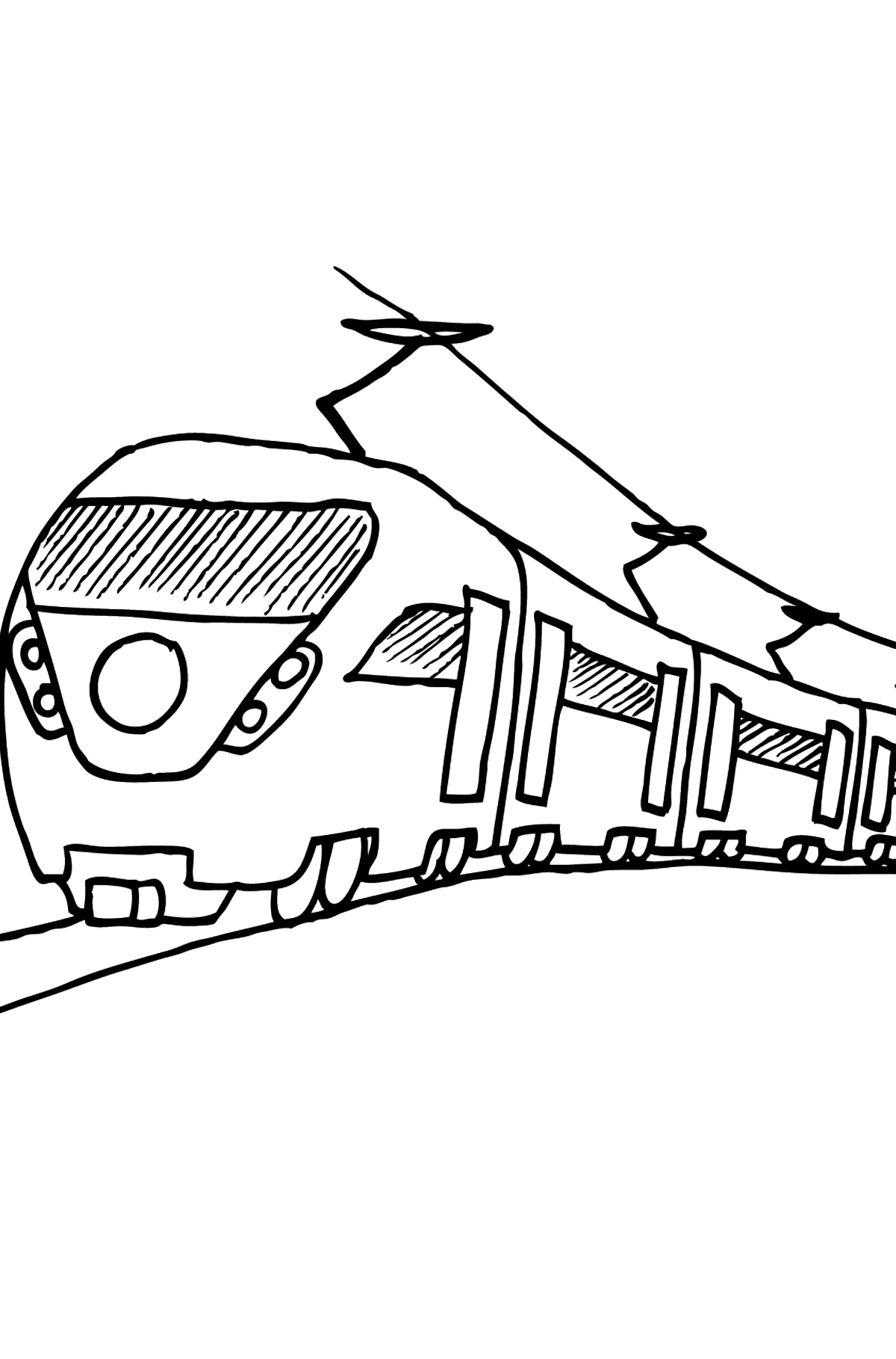 Desen de colorat tren de pasageri - Desene de colorat pentru copii