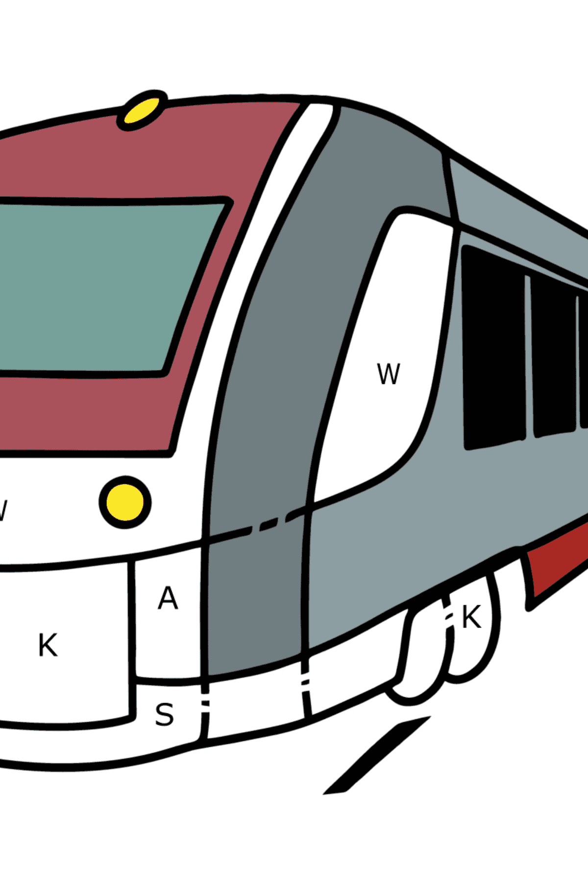City Train coloring page - Coloring by Letters for Kids