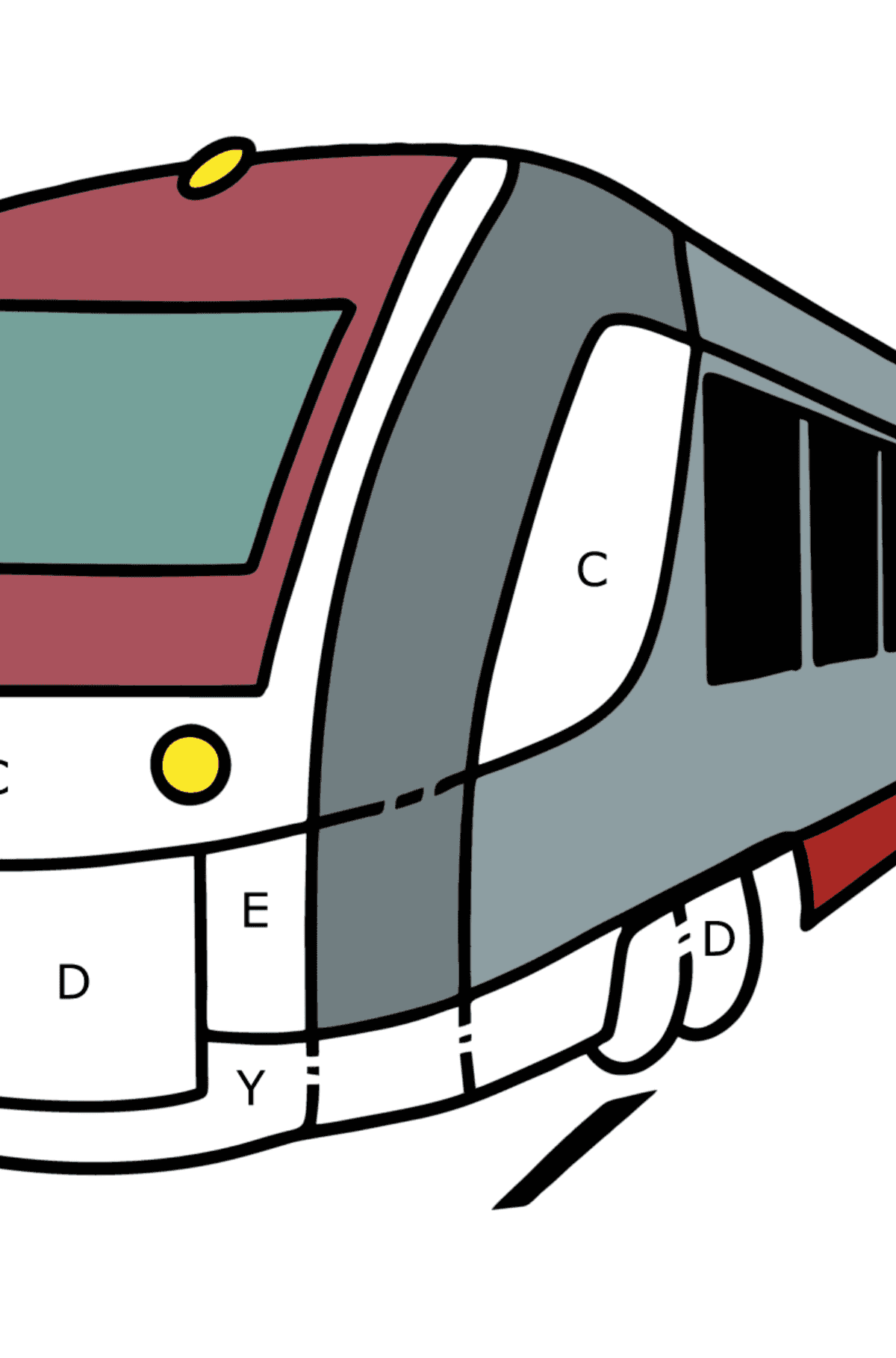 Coloriage - Train urbain - Coloriage par Lettres pour les Enfants