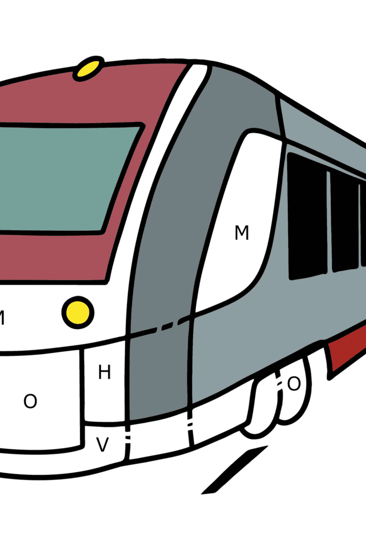 Desenho de Trem da cidade para colorir - Colorir por Letras para Crianças