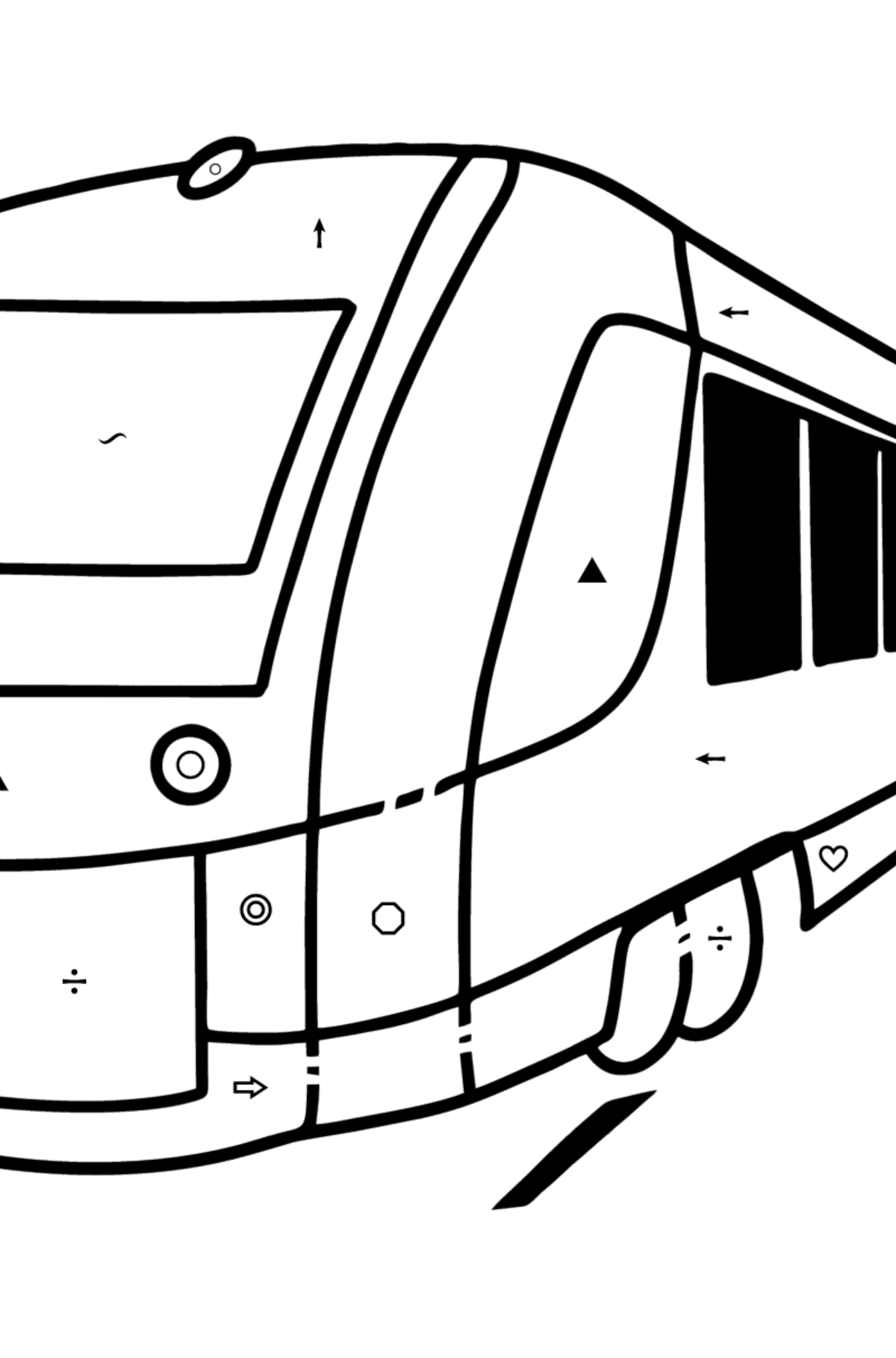 Tegning til fargelegging elektrisk tog - Fargelegge etter symboler og geometriske former for barn