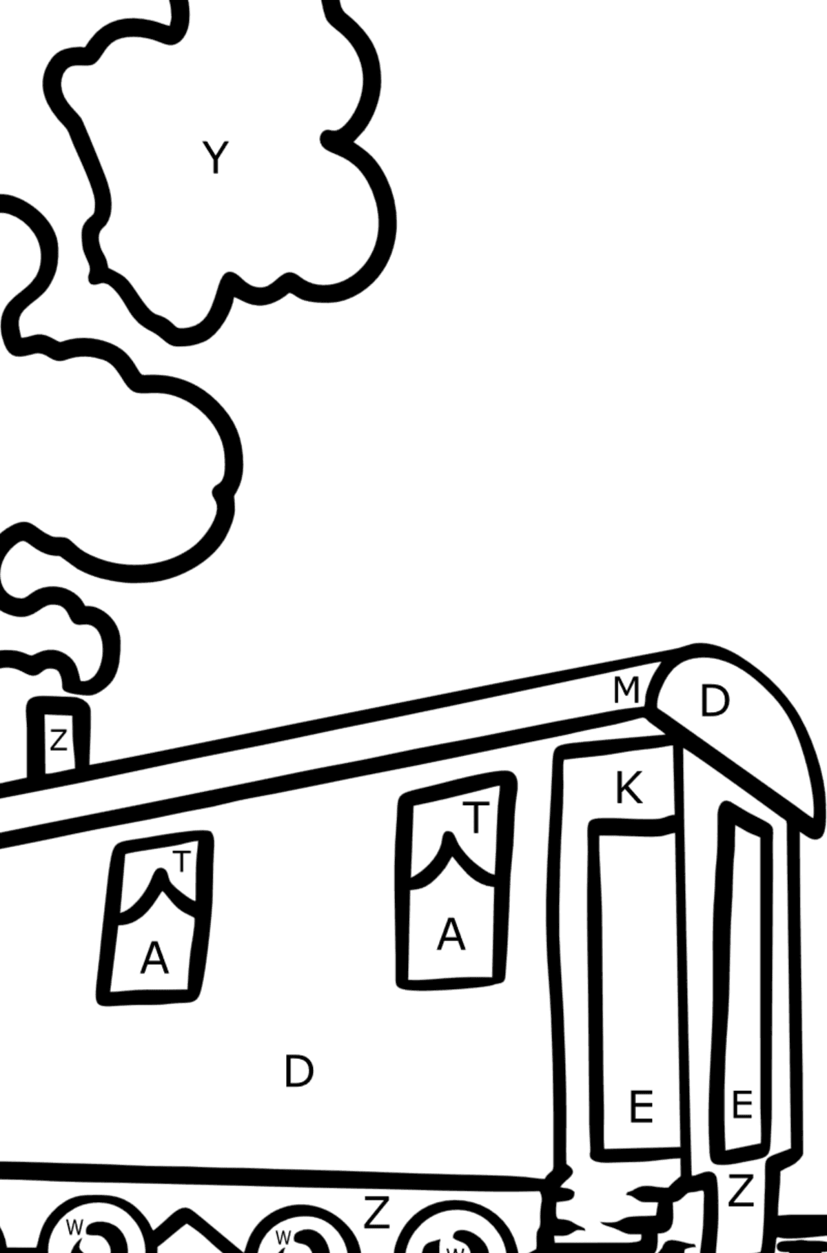 Railway coloring page - Coloring by Letters for Kids