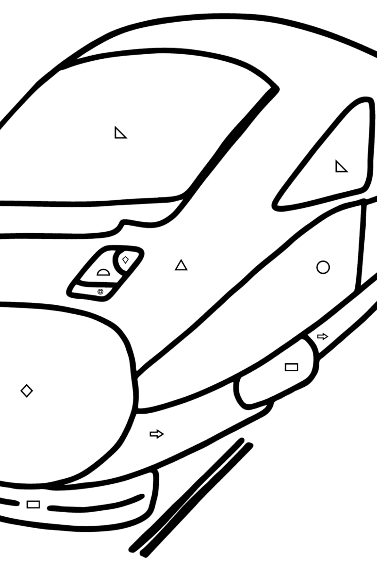Розмальовка сторінки локомотив з вагонами - Розмальовки за геометричними фігурами для дітей
