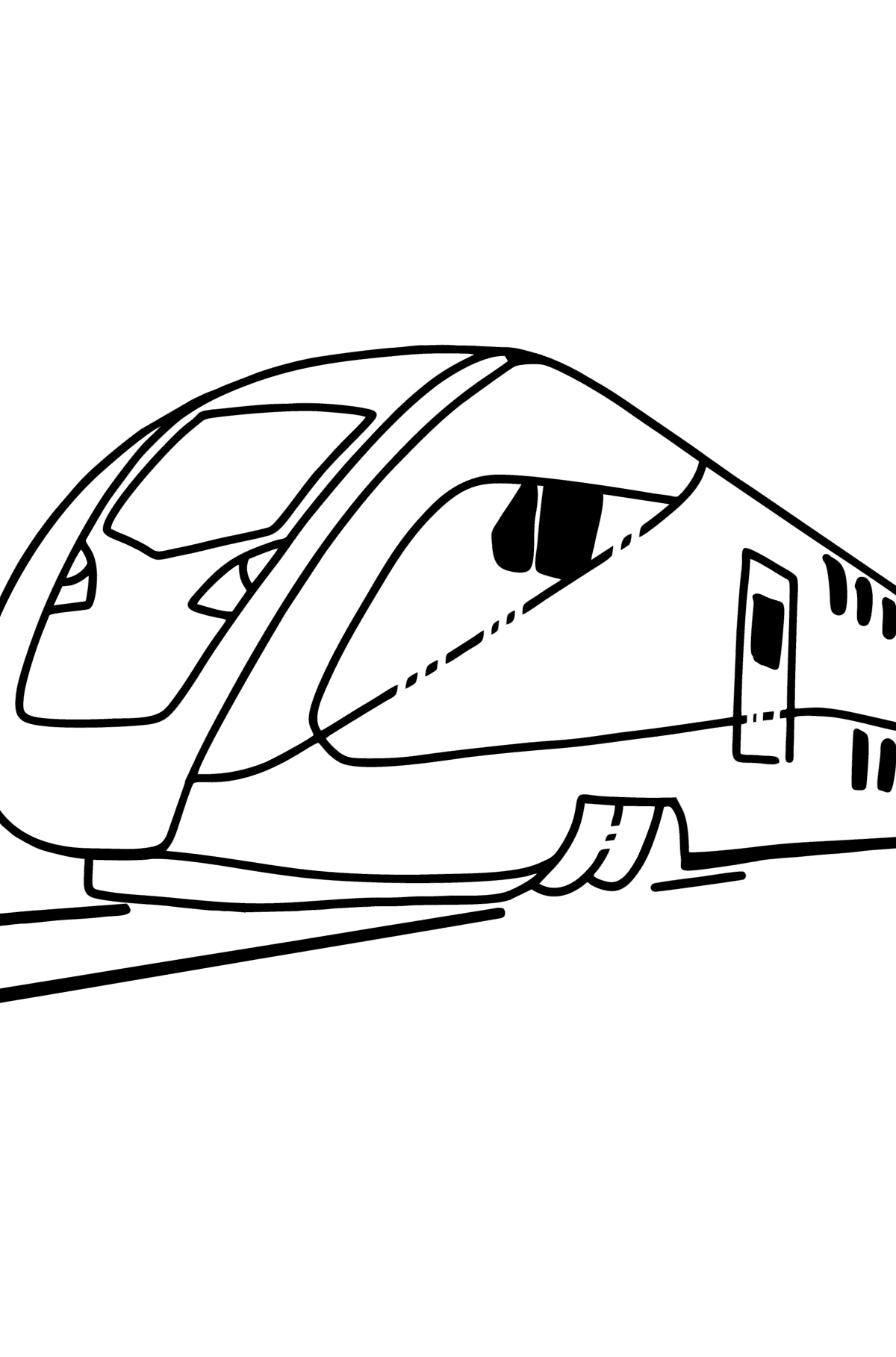 Värityskuva moderni juna - Värityskuvat lapsille