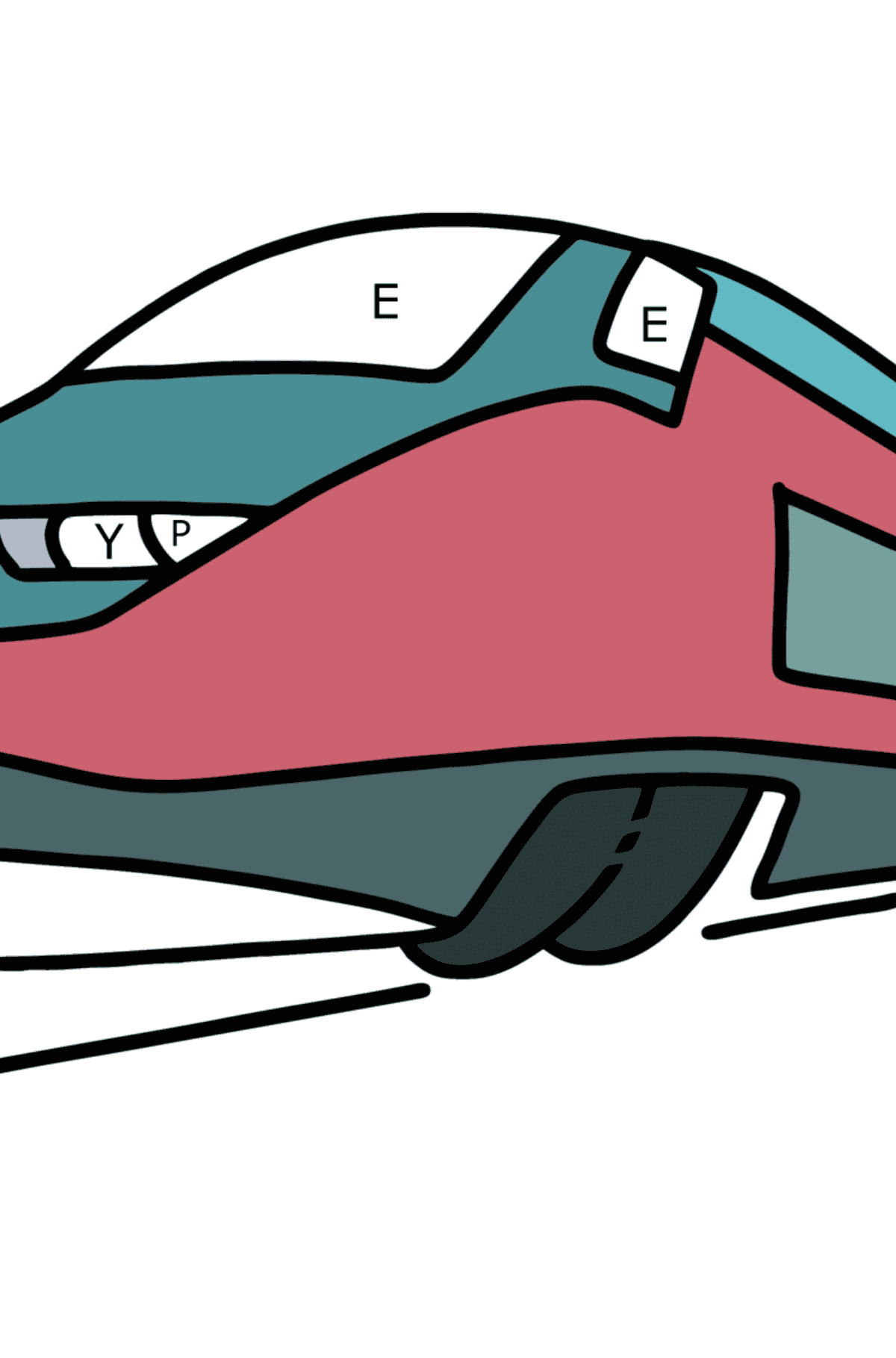 Desenho de Comboio expresso para colorir - Colorir por Letras para Crianças