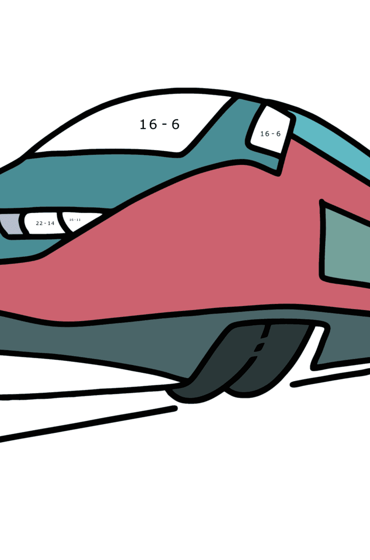 Desenho de Comboio expresso para colorir - Colorindo com Matemática - Subtração para Crianças