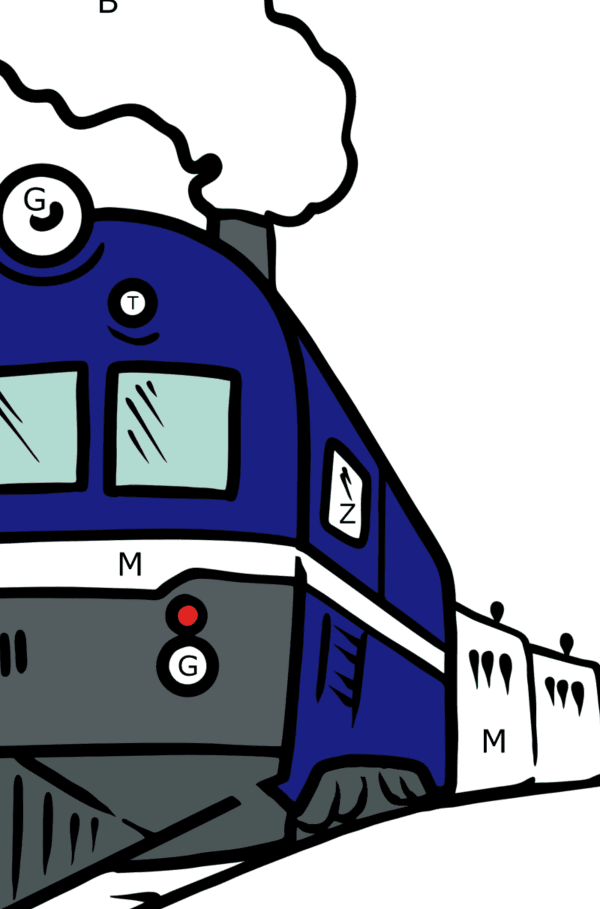 Coloriage de train pour les tout-petits - Coloriage par Lettres pour les Enfants