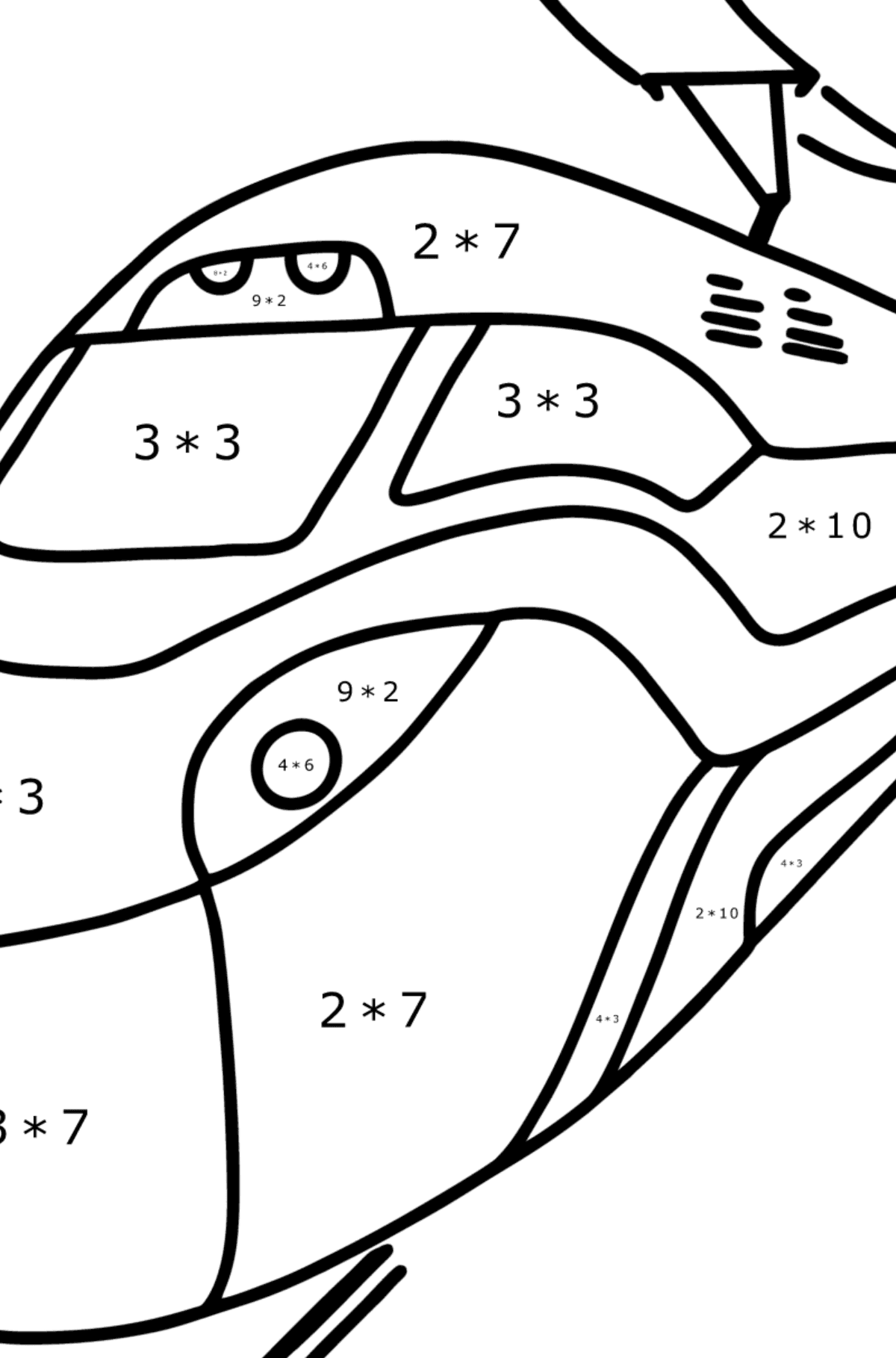 Train coloring page online - Math Coloring - Multiplication for Kids