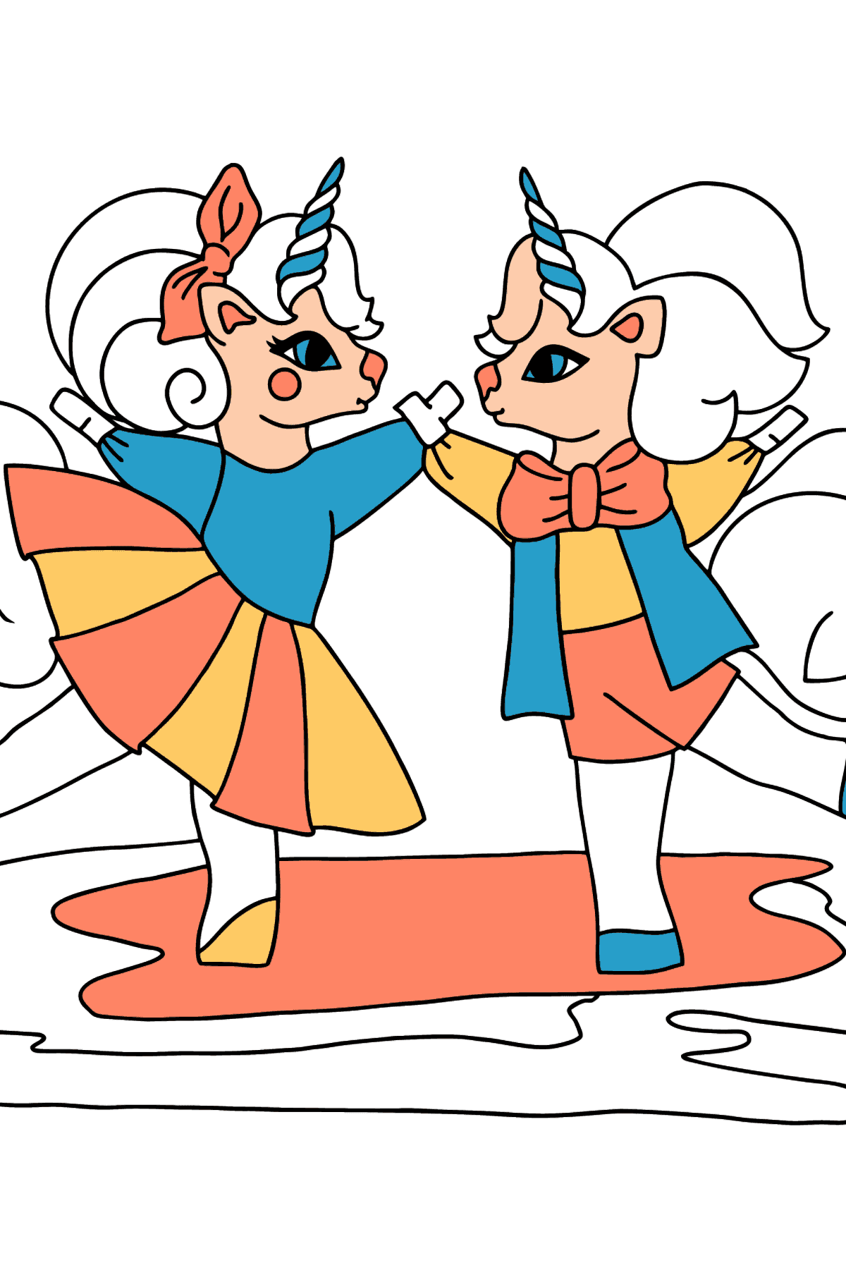 Dibujo para colorear de unicornios animados - Dibujos para Colorear para Niños
