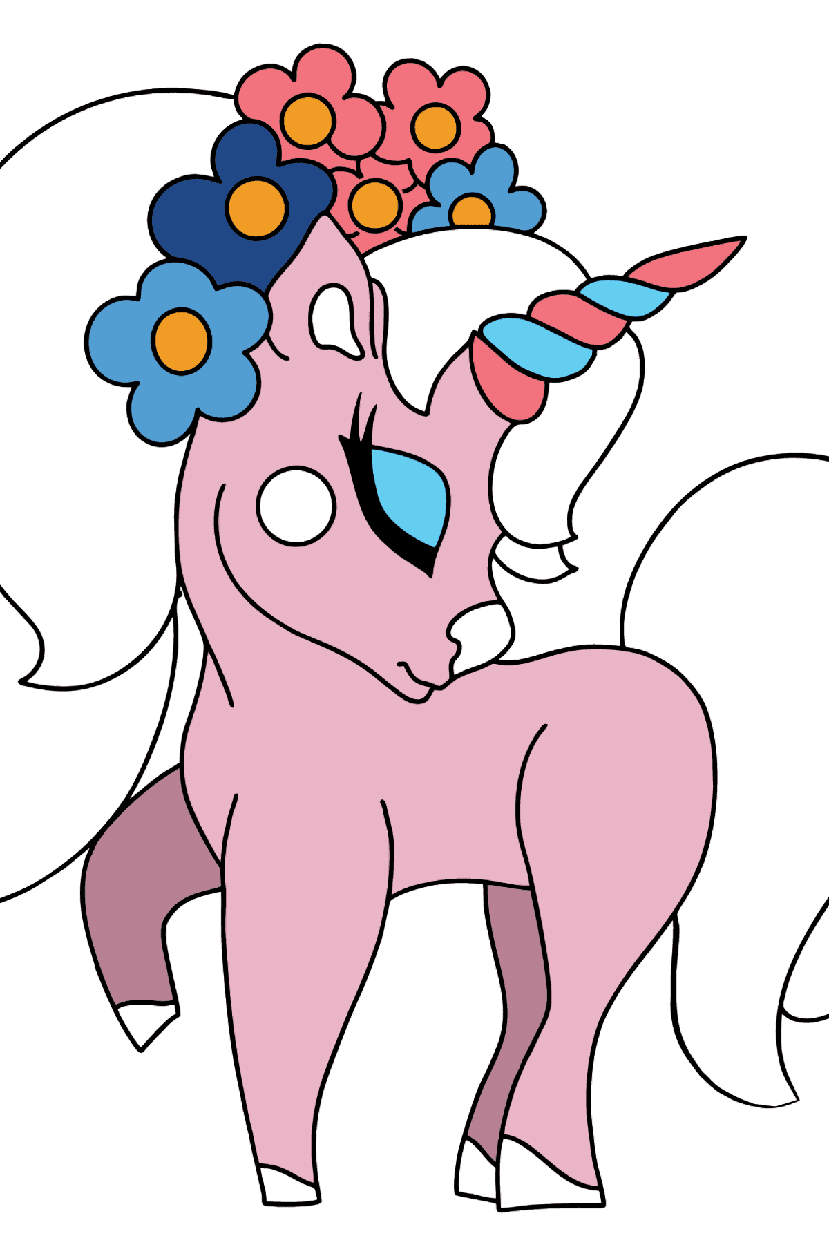 Dibujo para colorear de unicornio tierno - Dibujos para Colorear para Niños