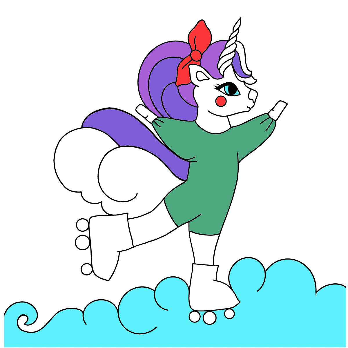 Coloring Page - A Unicorn on Skates