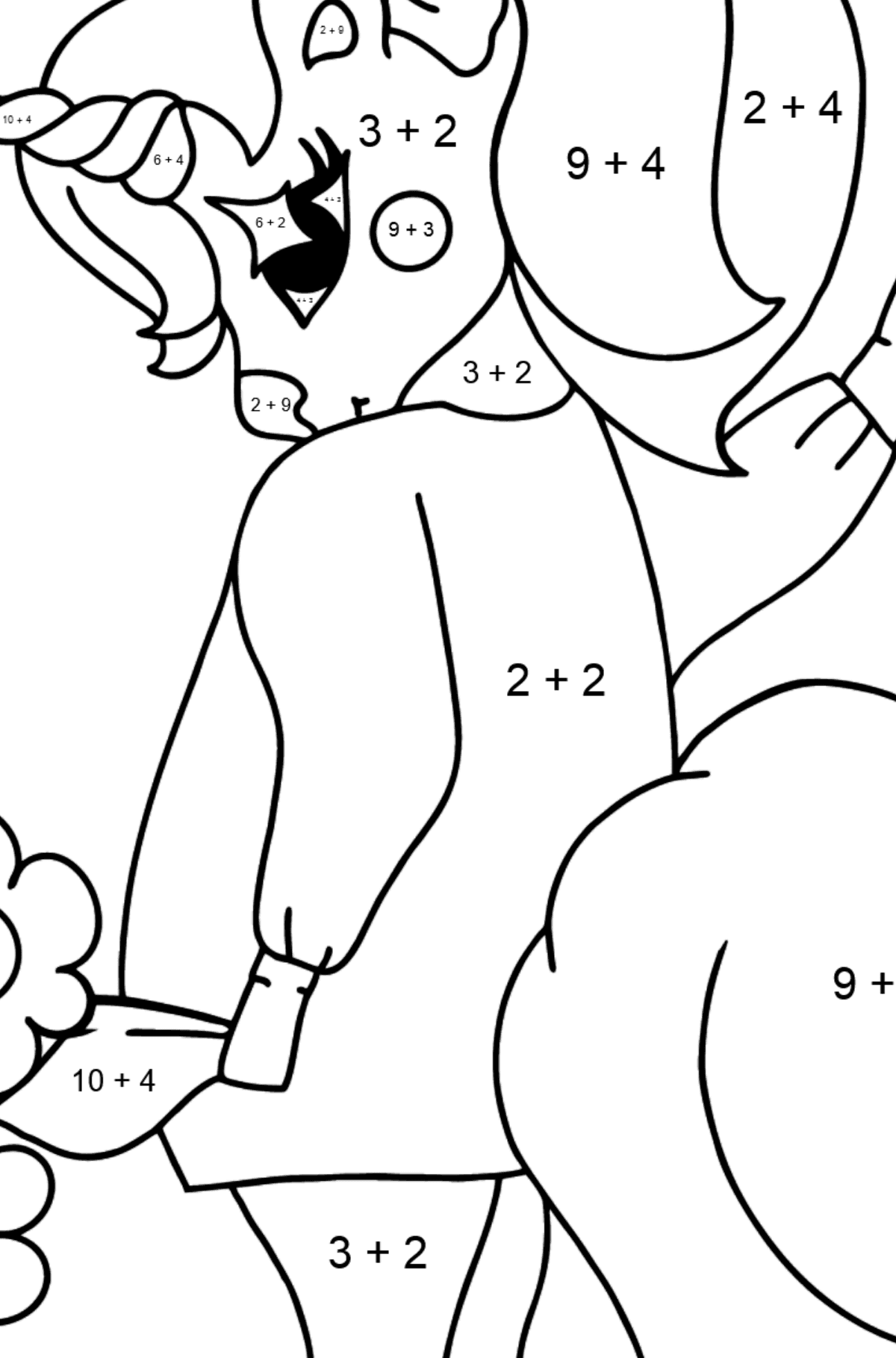 Magic Unicorn coloring page - Math Coloring - Addition for Kids